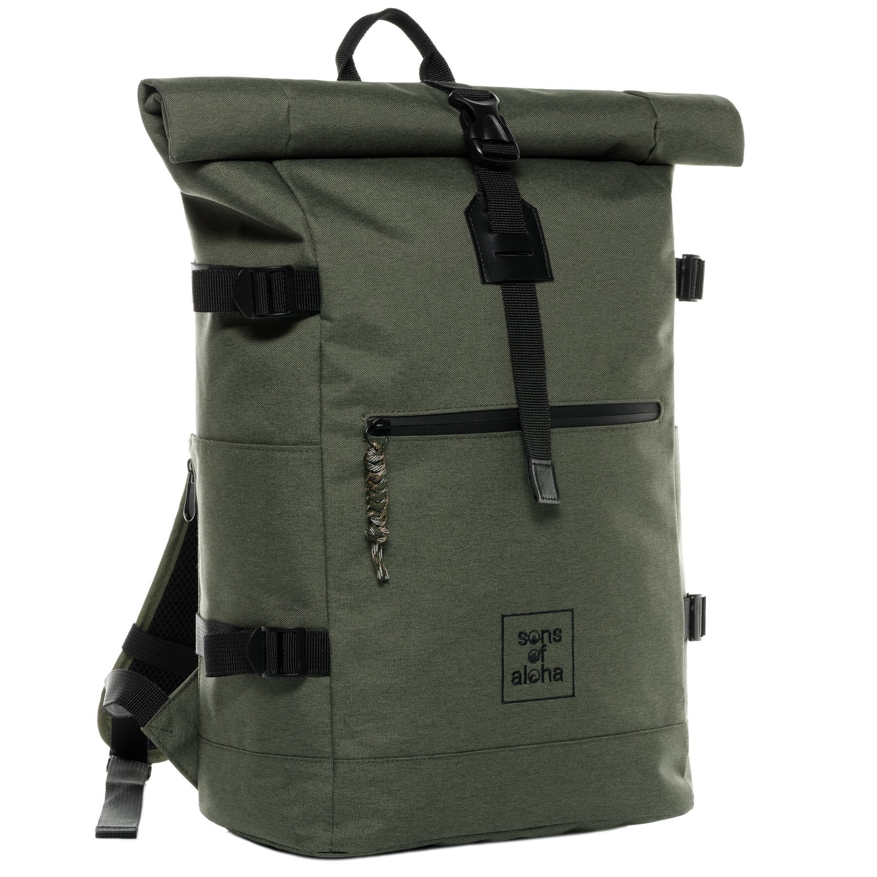 SONS OF ALOHA Rucksack XL RollTop Rucksack KANE erweiterbar Laptop-Fach groß, Tagesrucksack Laptopfach aus recyceltem Plastik, Daypack viele Fächer