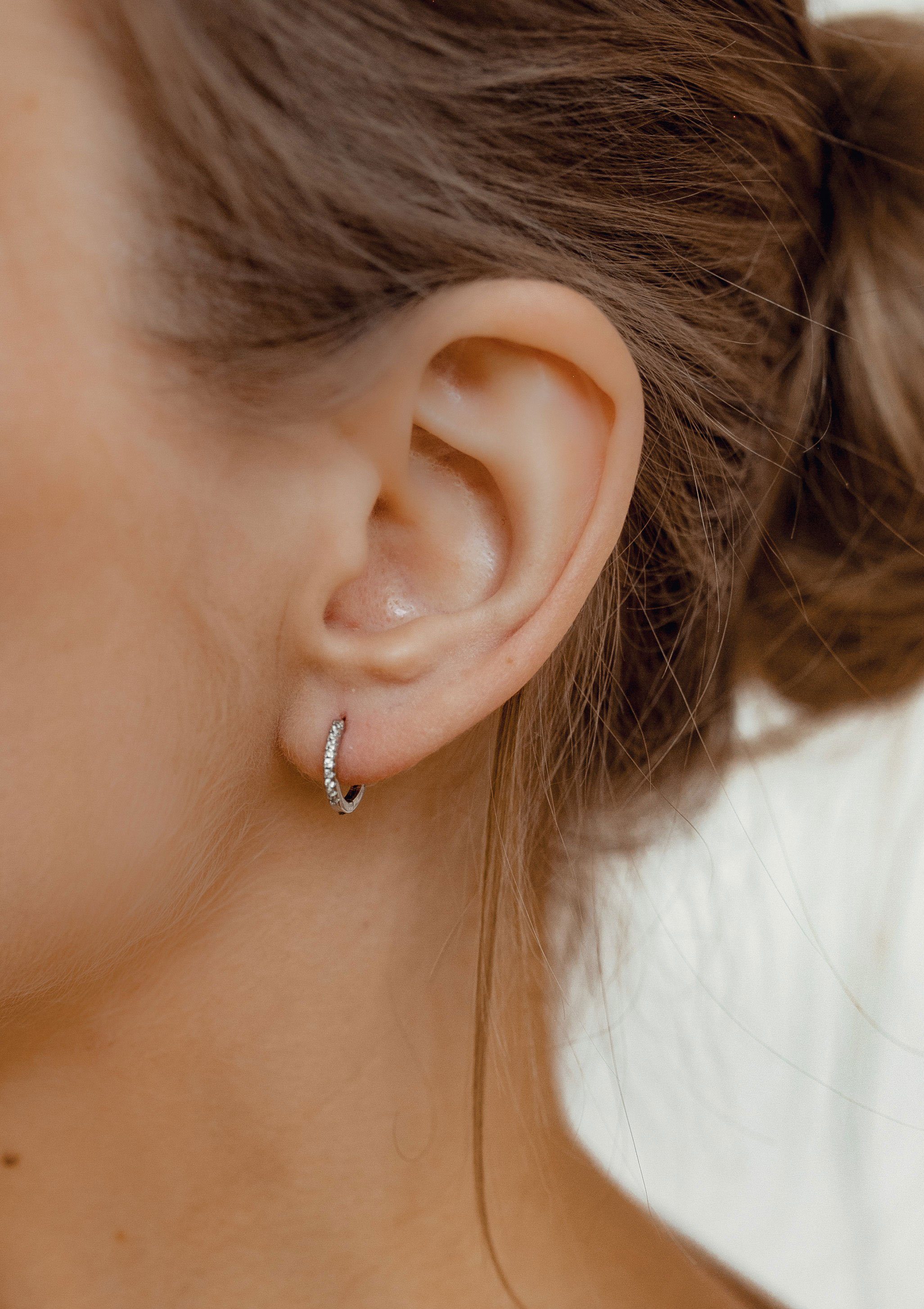 Hey Happiness Paar Creolen 925 Silber Kristalle Klein Mittel Groß, 18K Rosé günstig online kaufen