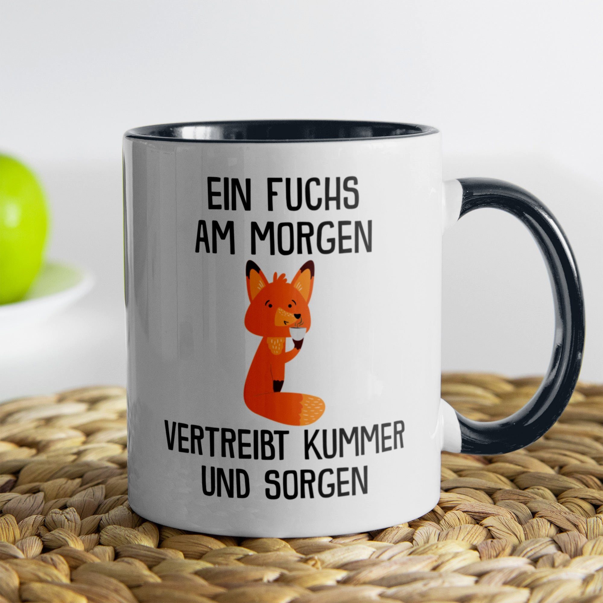22Feels Tasse Fuchs Süßes Tier SpruchGeschenk Arbeitskollege Büro Humor Witzig, Keramik, Made in Germany, Spülmaschinenfest, Zweifarbig