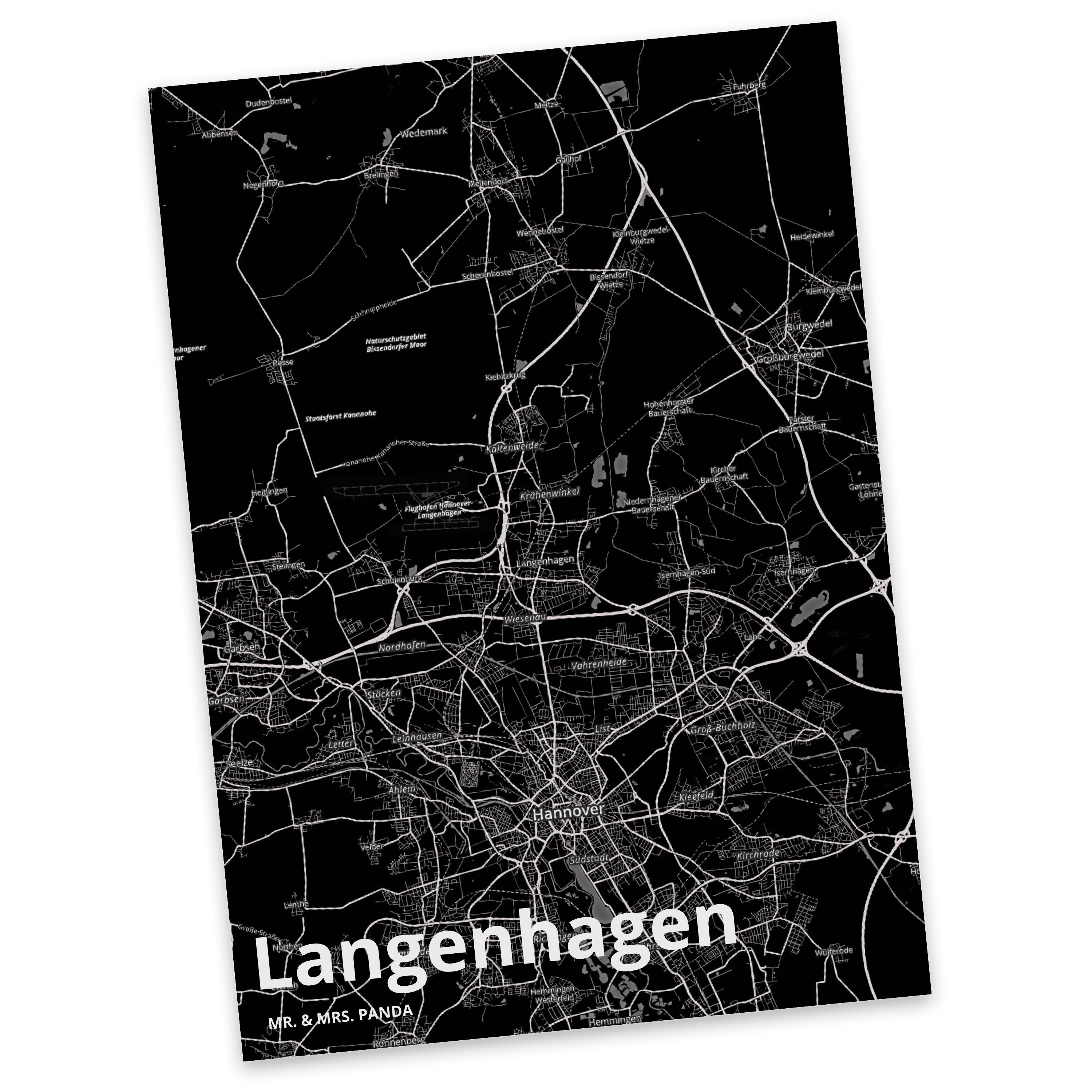 Mr. & Mrs. Panda Postkarte Langenhagen - Geschenk, Dorf, Ort, Stadt Dorf Karte Landkarte Map Sta | Grußkarten