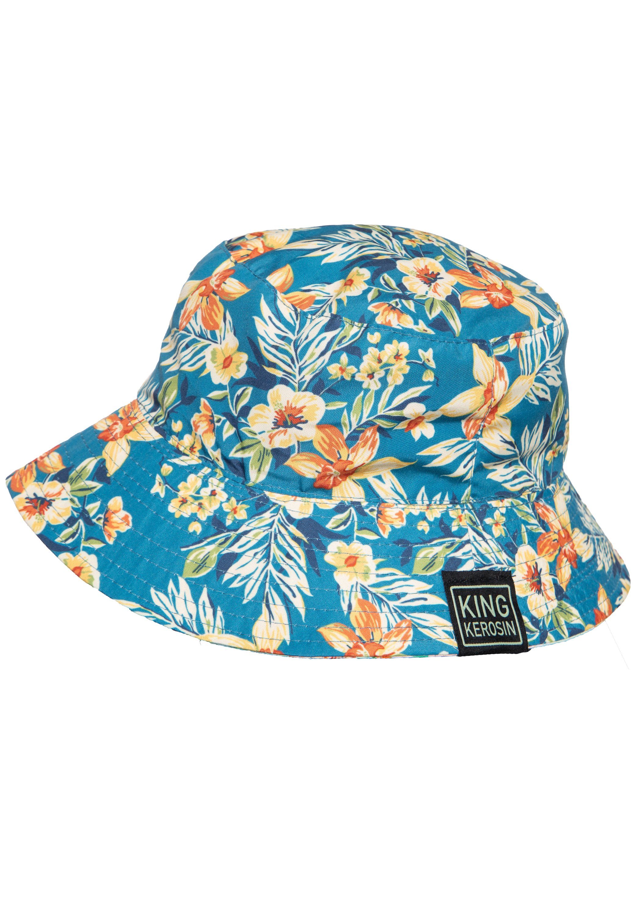 KingKerosin Fischerhut Floral & Pin-Ups mit Wendefunktion