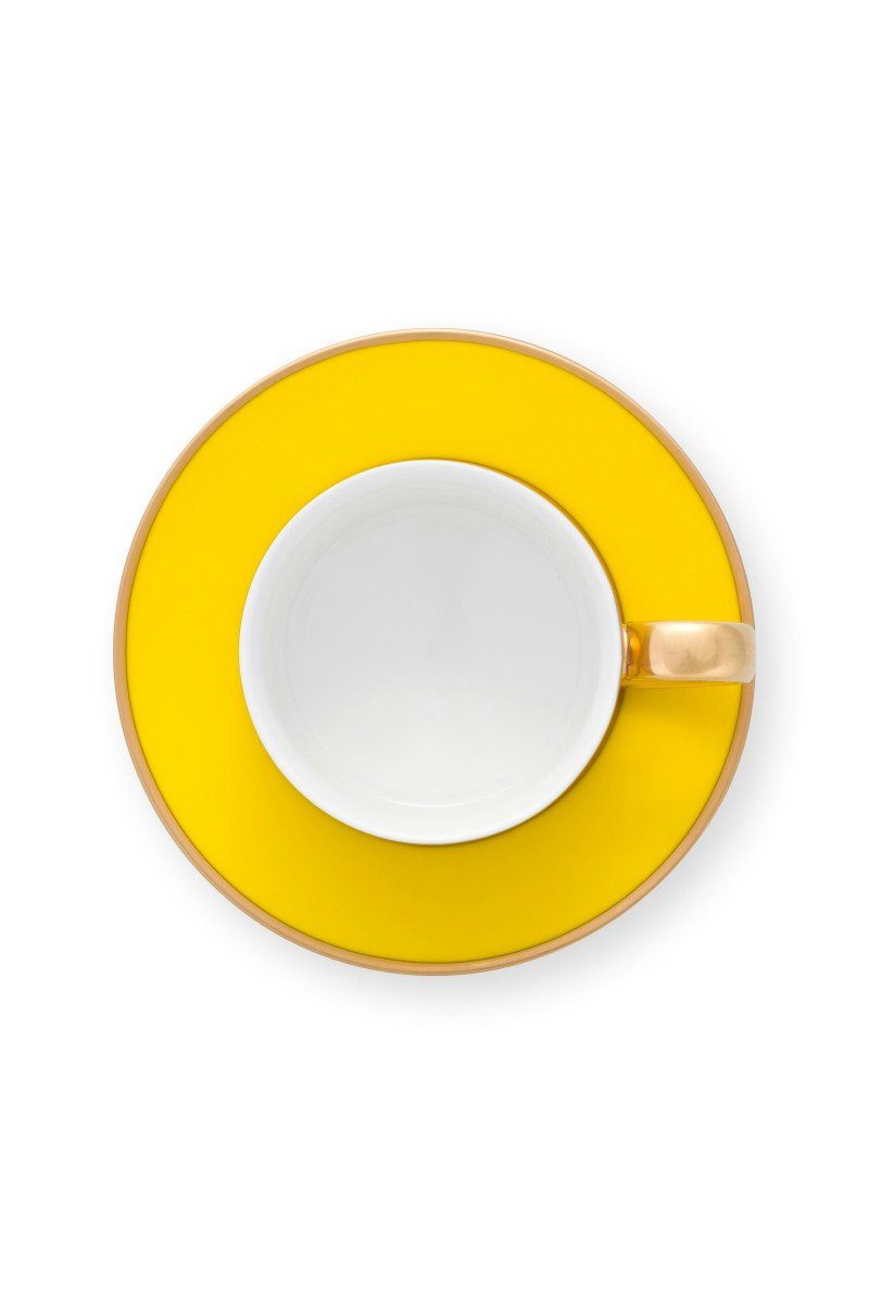PiP Studio Espressotasse Chique Espressotasse m.U. gold-gelb 120ml, Bone China, Espresso Cup & Saucer Pip Chique Gold-Yellow 120ml