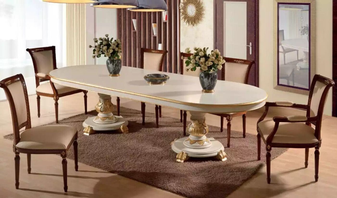 JVmoebel Esstisch Luxus Esszimmer Tisch Oval Weiß Esstische Holz Italienische Möbel (1-St., Nur Esstisch), Made in Italy