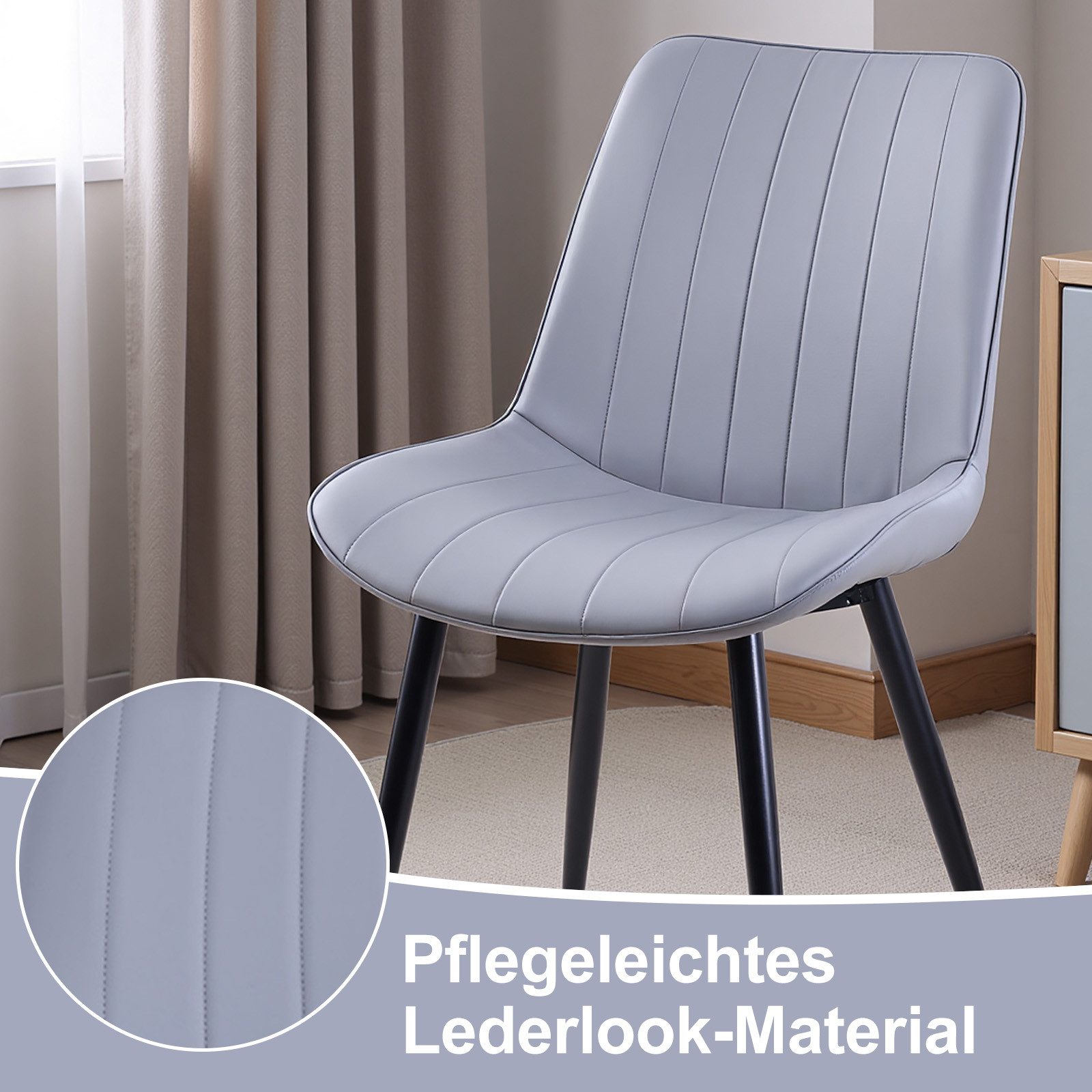 HOMAVO Essgruppe 5-teilig – Esstisch mit 4 Polsterstühlen, modern & vielseitig, 2-in-1 Essgruppe mit modernen Materialien und platzsparendem Design