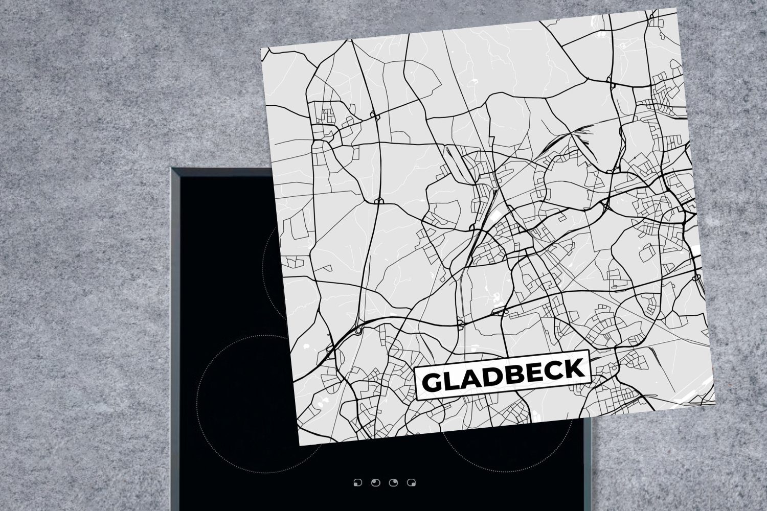 tlg), Gladbeck 78x78 Vinyl, Ceranfeldabdeckung, - MuchoWow - küche Herdblende-/Abdeckplatte - für Stadtplan, (1 Deutschland cm, Karte Arbeitsplatte