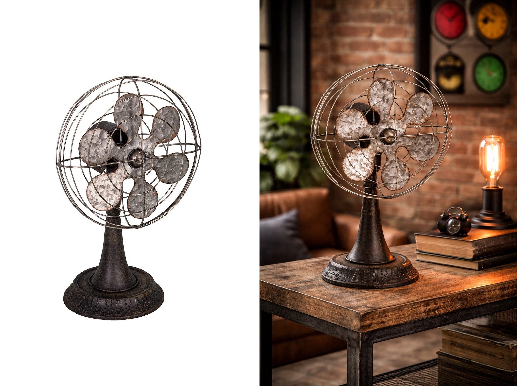 AnticLine Dekoobjekt Antic Line Deko Ventilator Metall Industrial H 50cm Ø 30cm SEB17006