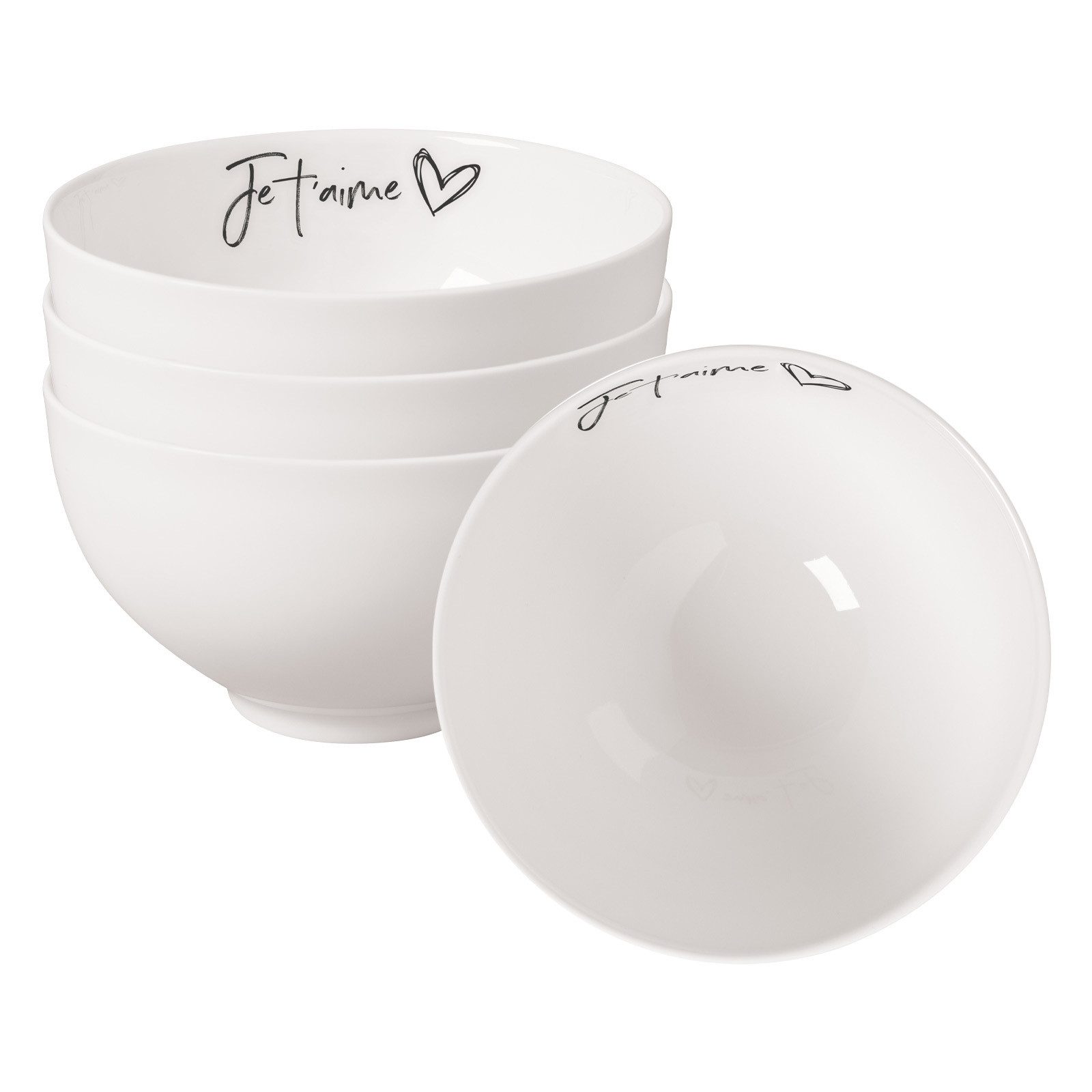 Villeroy & Boch Schale Statement Bols Je t'aime ø 13,8 cm 4er Set, Porzellan, (4x Schale, 4-tlg)