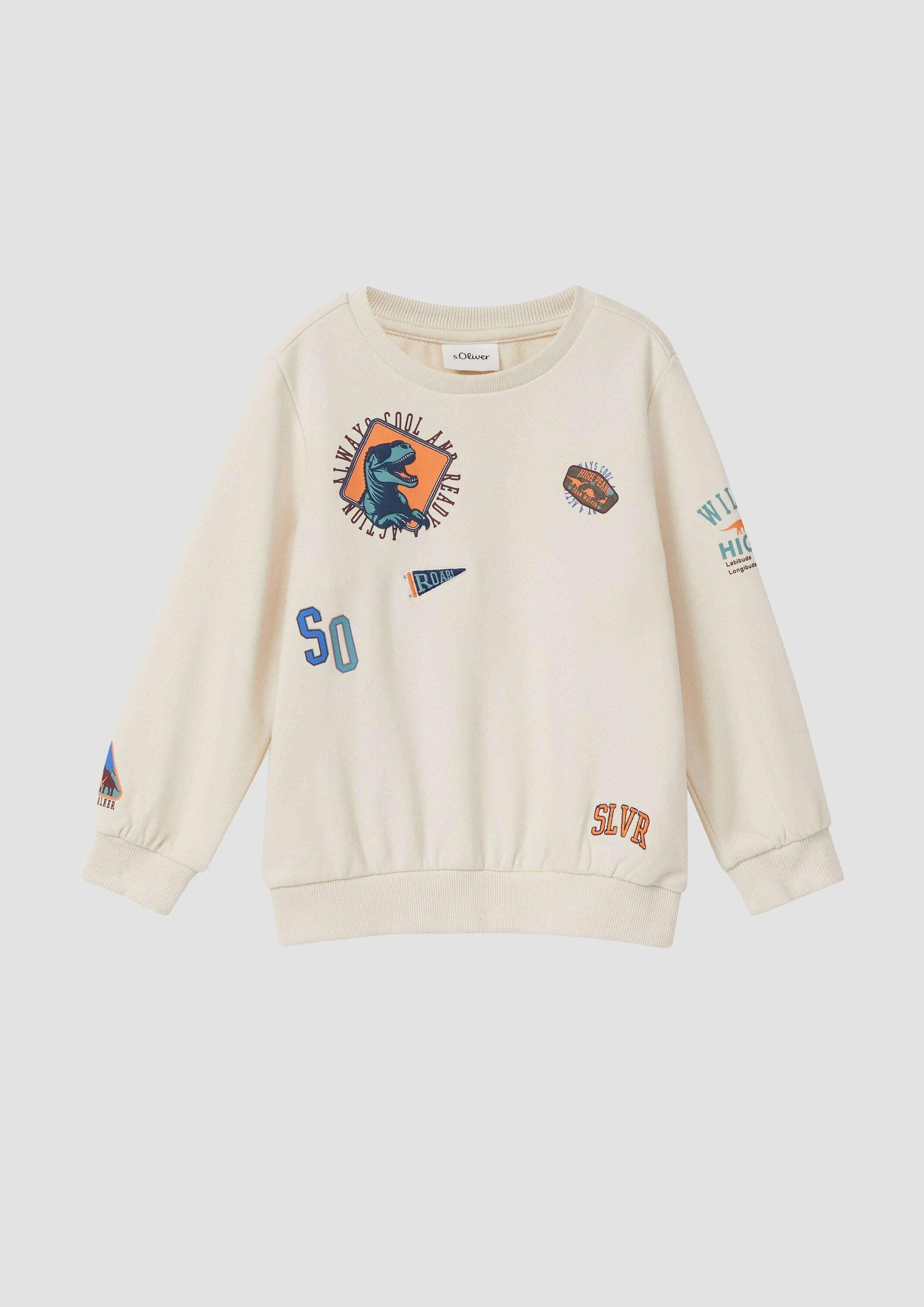 s.Oliver Sweatshirt Sweatshirt Sweatshirt mit 3D-Prints und Stickerei-Details