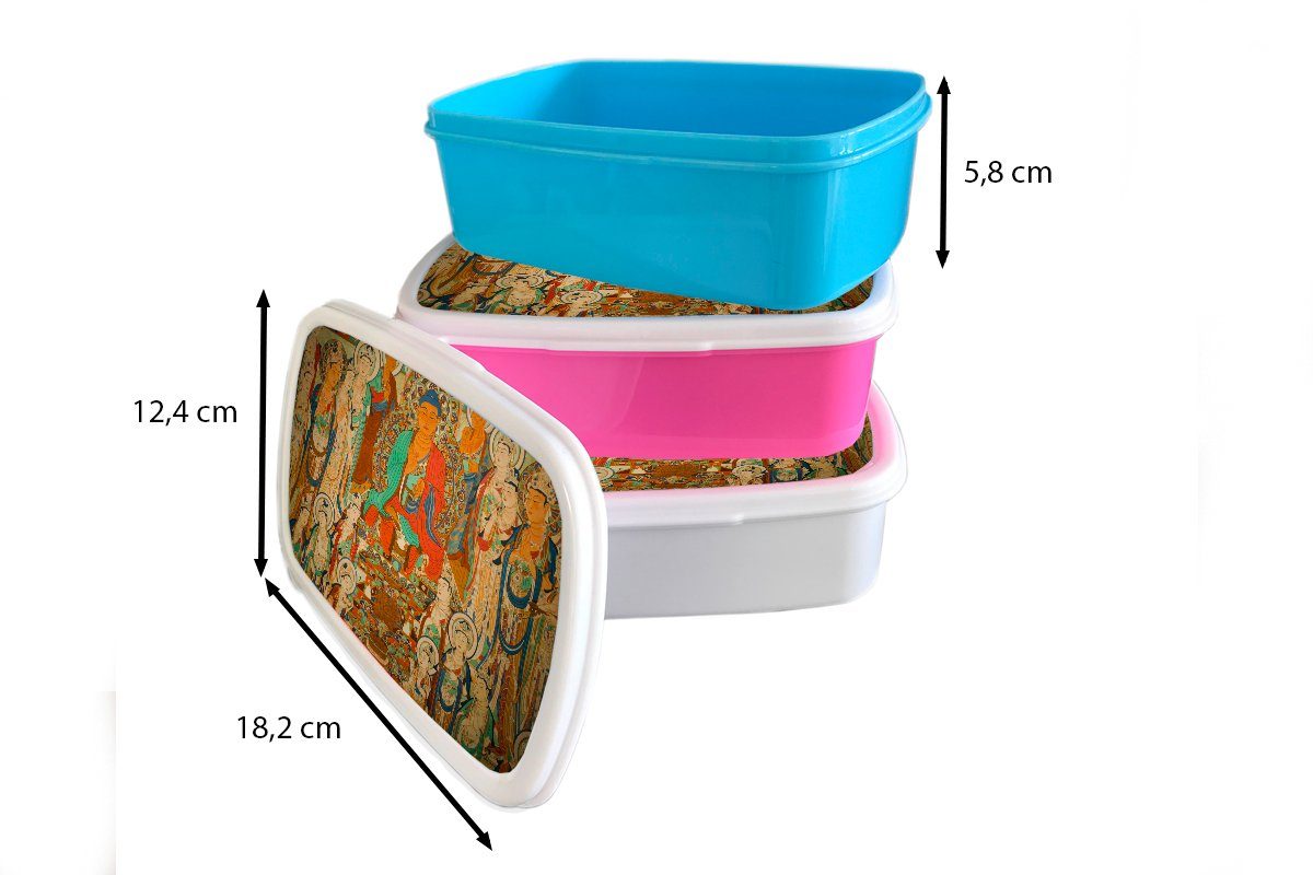 MuchoWow Lunchbox Malerei in der Snackbox, Mädchen, Kunststoff, (2-tlg), Brotbox Kunststoff Höhle, Erwachsene, Kinder, für Brotdose rosa