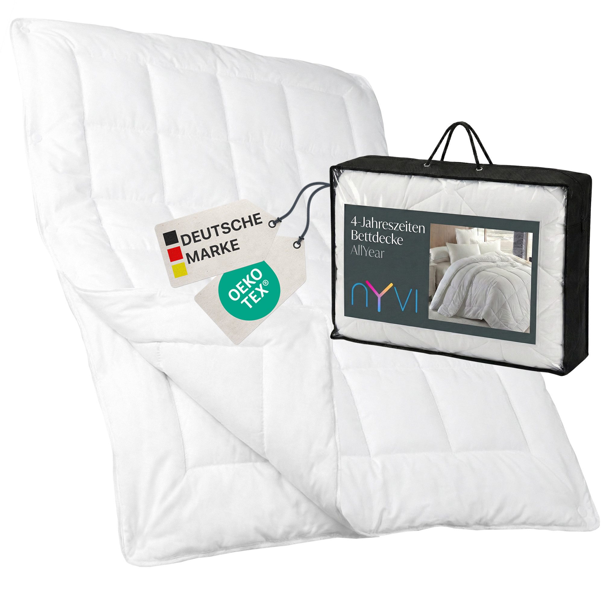 NYVI 4-Jahreszeitenbett 4-Jahreszeiten Bettdecke DreamScience 155x200 cm 4-jahreszeitendecke, Füllung: Polyesterfaser, Bezug: Polyester Mikrofaser, Sommerdecke + Übergangsdecke = warme Winterdecke Ganzjahresdecke
