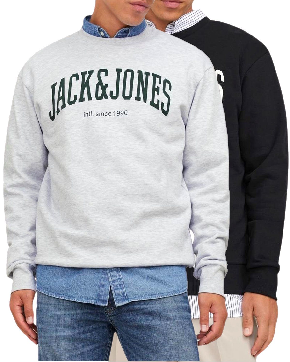Jack & Jones Sweatshirt (2er-Pack) flauschiger Print Logo Pullover Sweatmix 13 Doppelpack