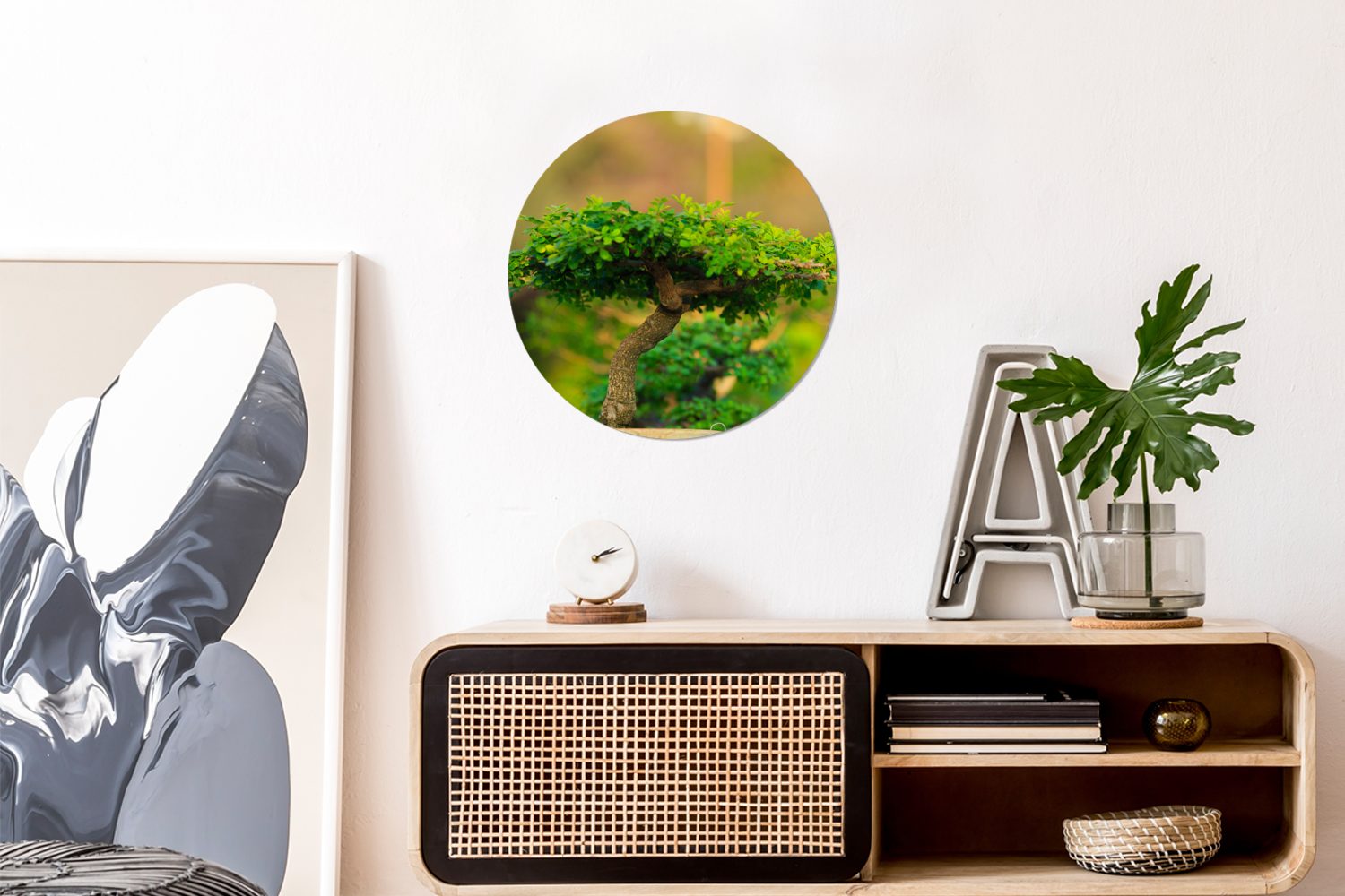 Wandbild, (1 Rundes Bonsai-Bäume einer Wanddekoration Kreis St), Forex, in Wohnzimmer, cm Gemälde 30x30 MuchoWow Reihe,