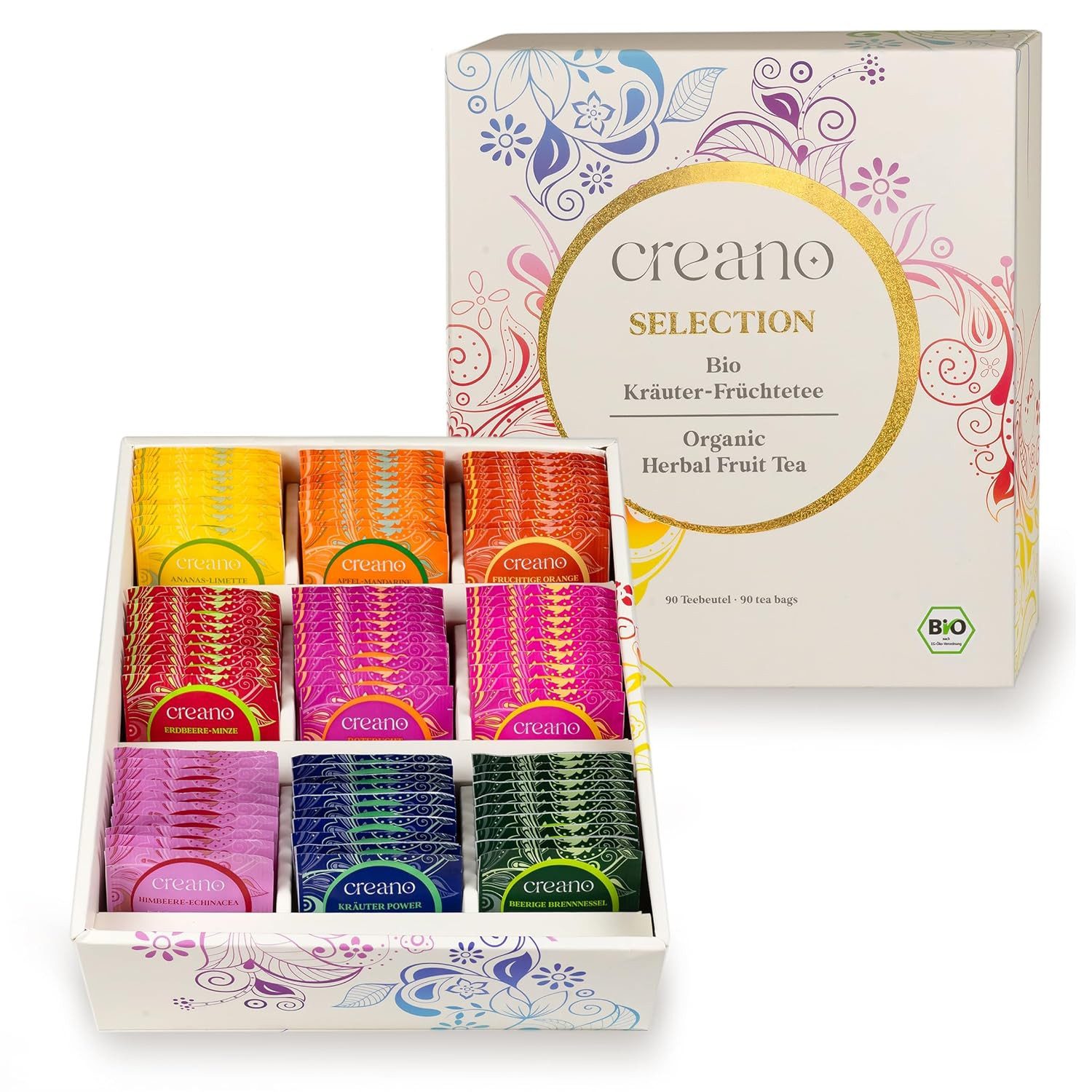 Teebox Creano Kräutertee Geschenkset 90 Teebeutel in 9 Sorten Top Geschenk