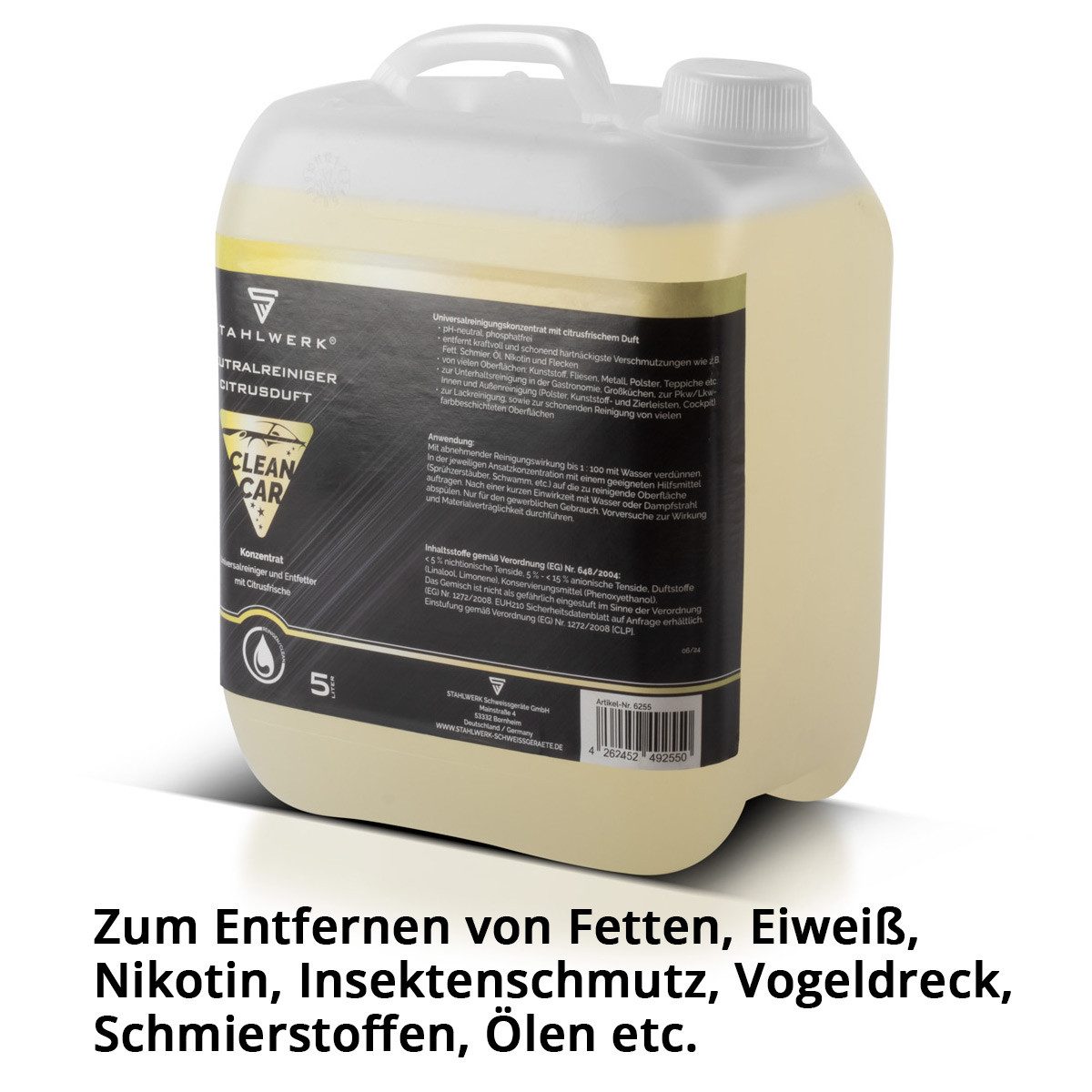 STAHLWERK Universalreiniger-Konzentrat mit Citrus-Duft Reinigungsspray (Set, [- Einzelartikel 5 Liter Kanister kraftvoller Reiniger)