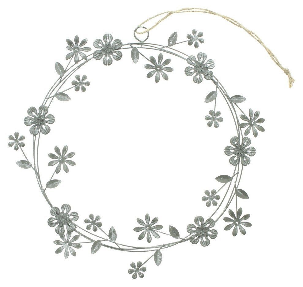 Home-trends24.de Dekohänger Hänger Blüten Blumen Kranz Metall Grau Wandhäng günstig online kaufen
