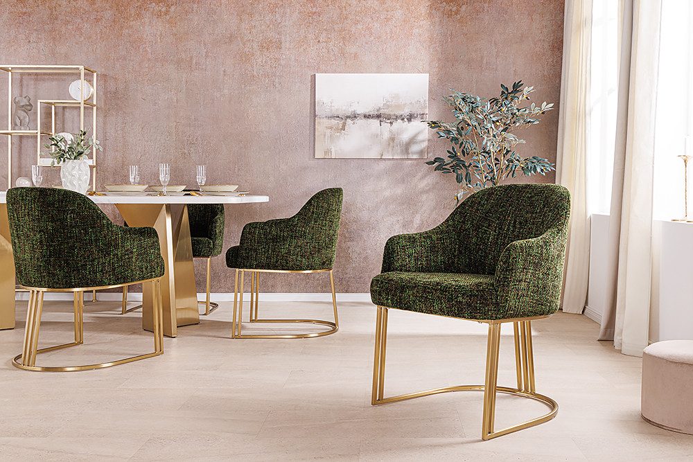 riess-ambiente Armlehnstuhl EXTRAVAGANCIA dunkelgrün / champagner günstig online kaufen