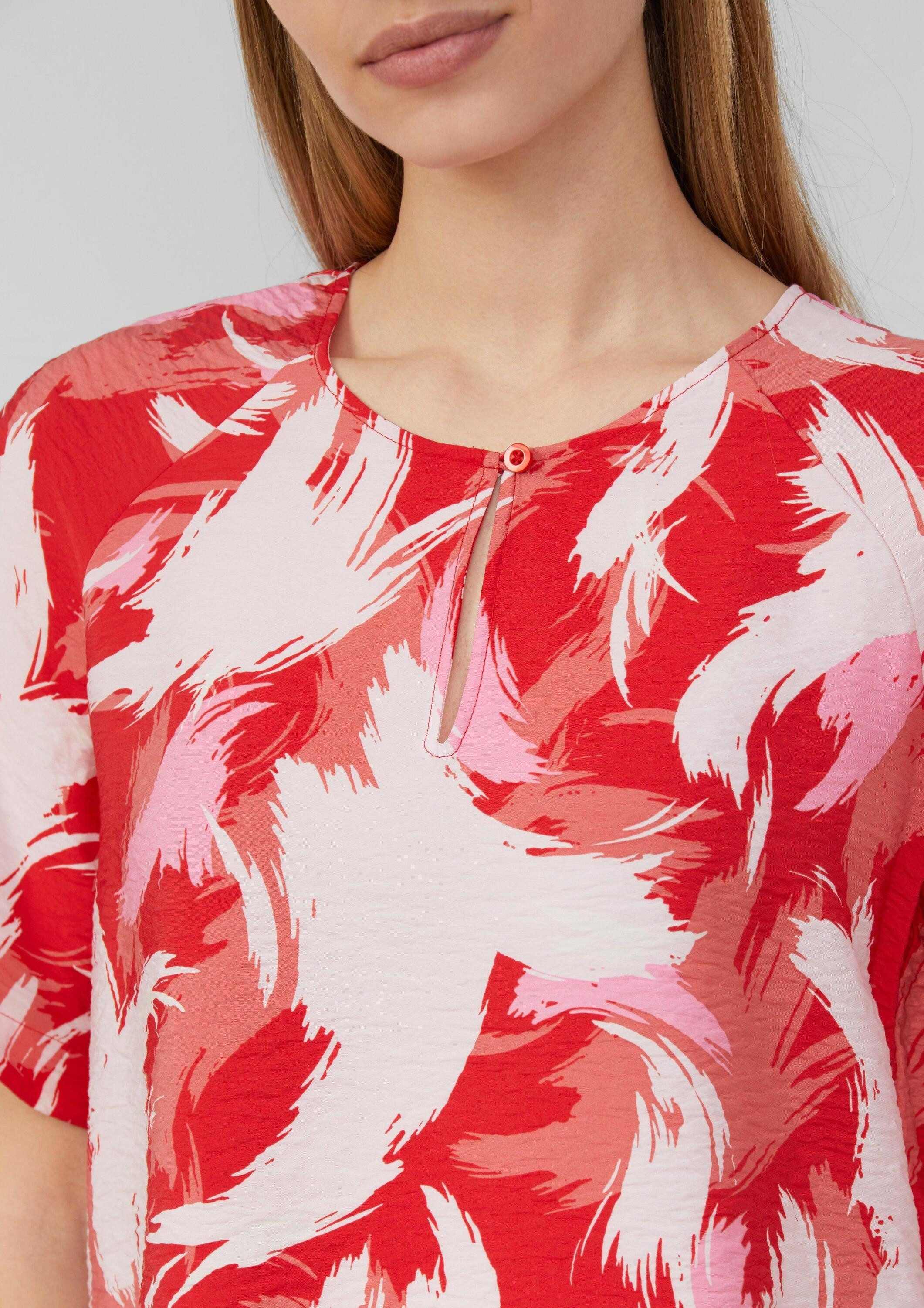 s.Oliver Kurzarmbluse Bluse Verkürzte Bluse aus strukturiertem Viskosemix