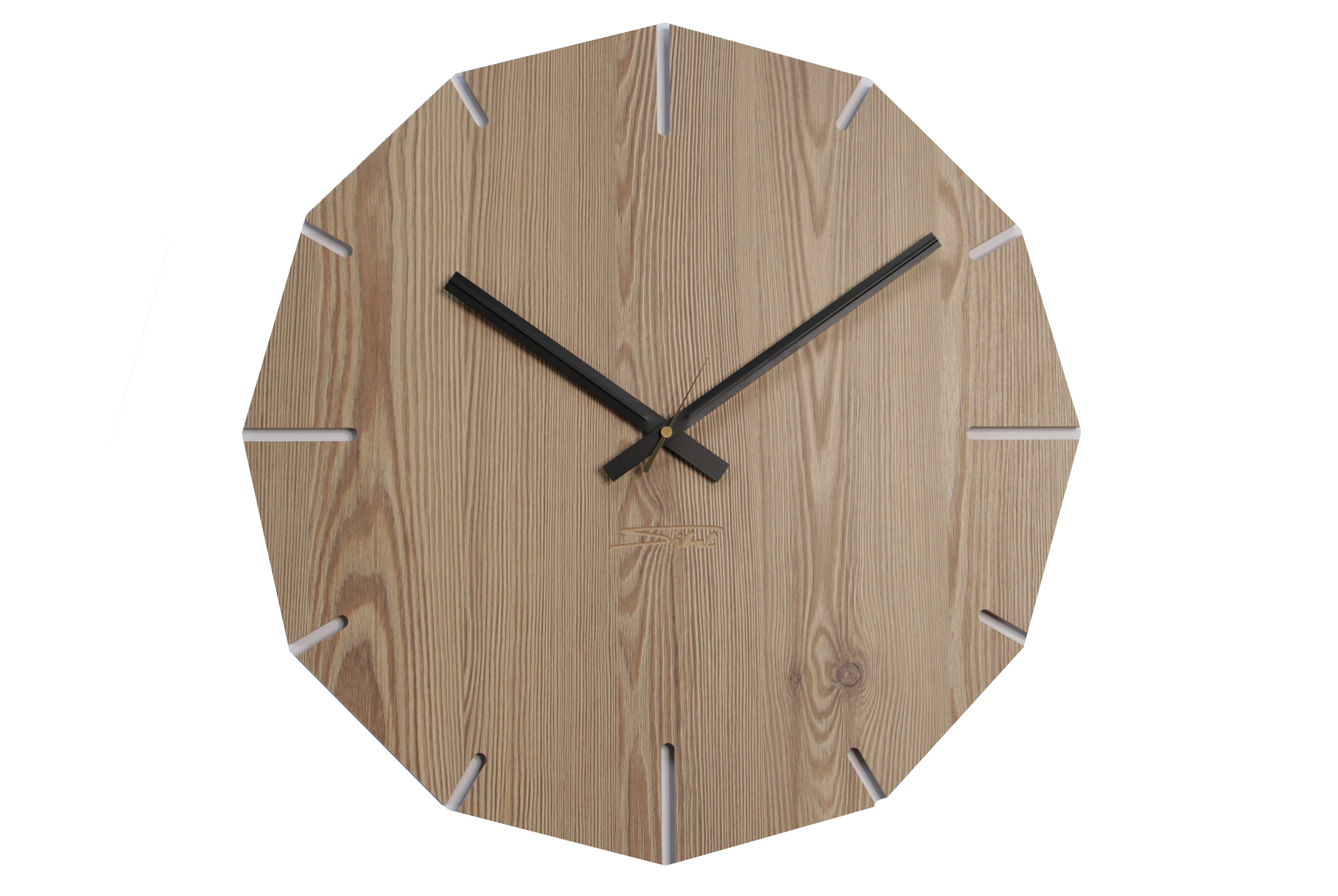 SIBAL Design.Home Wanduhr Uhr "Klassisch" (50cm Durchmesser) (geräuschloses Quarzuhrwerk) Berglärche