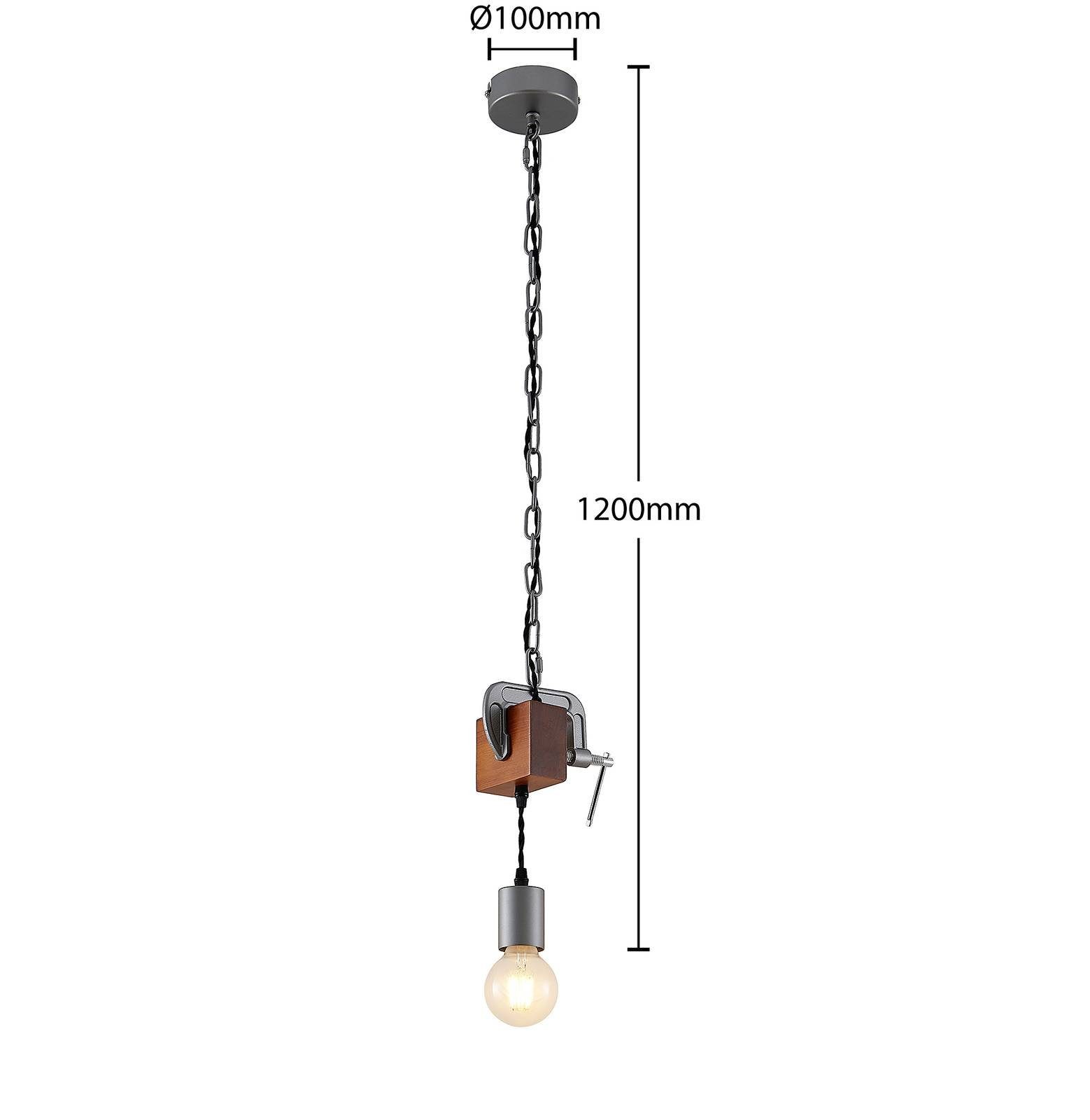 Lindby Hängeleuchte Asya, dimmbar, nicht Design, Eisen, Leuchtmittel holz zink, Industrielles Kiefernholz, 1 antik, inklusive, flammig