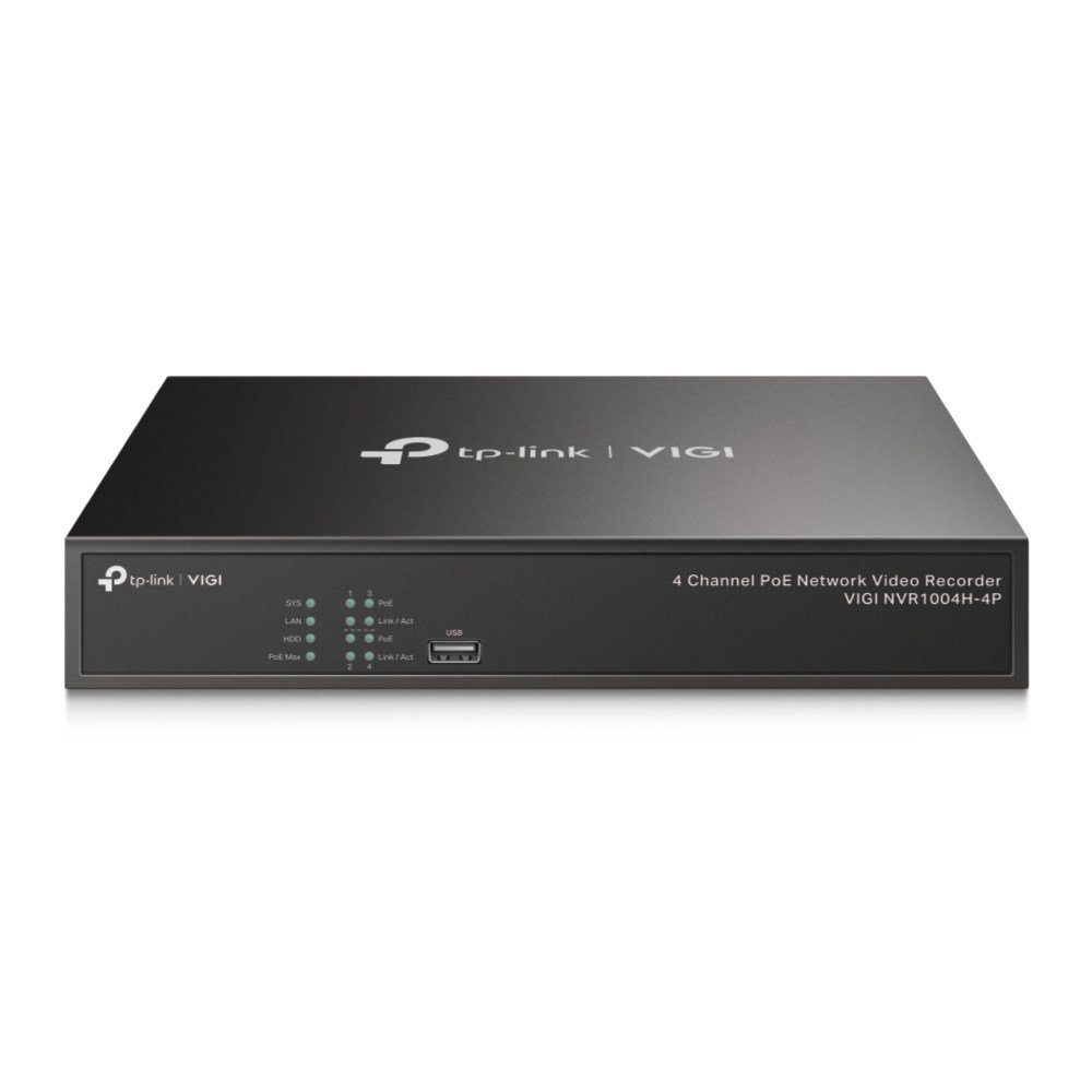 tp-link VIGI NVR1004H-4P Netzwerk-Videorekorder (NVR) Schwarz Netzwerk-Videorecorder