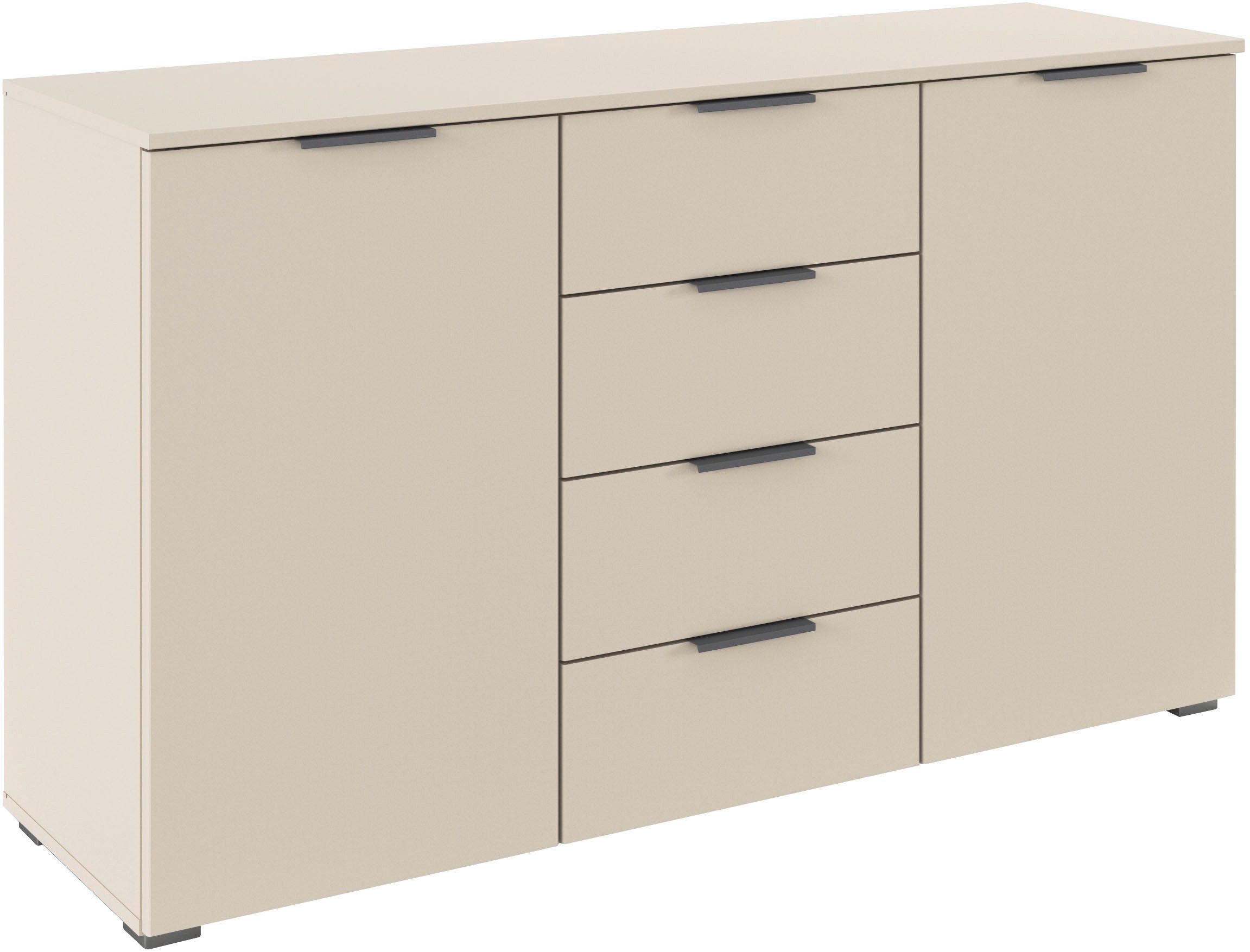 OTTO home Kombikommode Sideboard Schubladenkommode AGORDO mit Dekor- oder Hochglanzfront (in zwei Griff-Farben, Breite 120 cm), vier große Schubladen, mit insgesamt 4 Einlegeböden MADE IN GERMANY