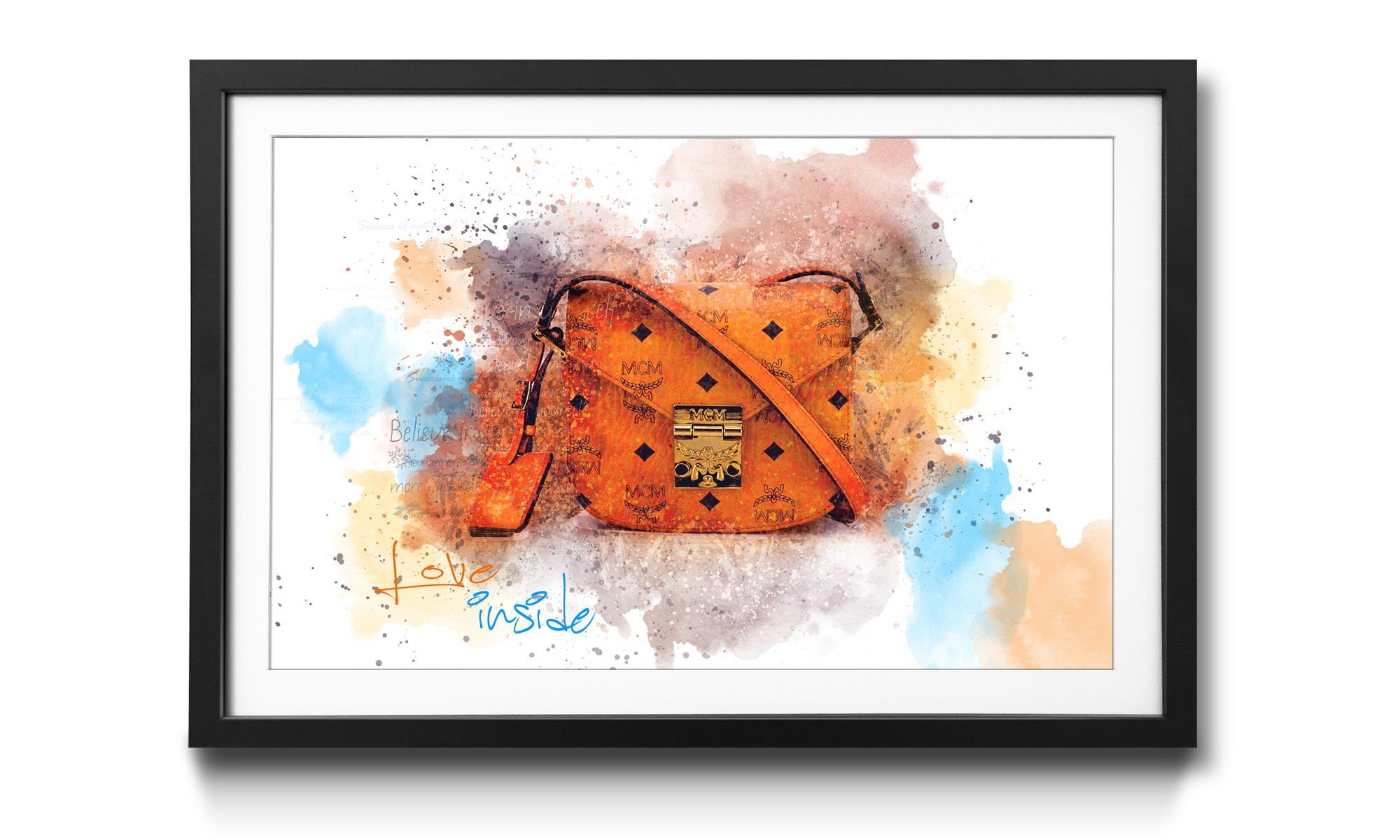 WandbilderXXL Bild mit Rahmen Love Inside, Handtasche, Wandbild, in 4 Größen erhältlich