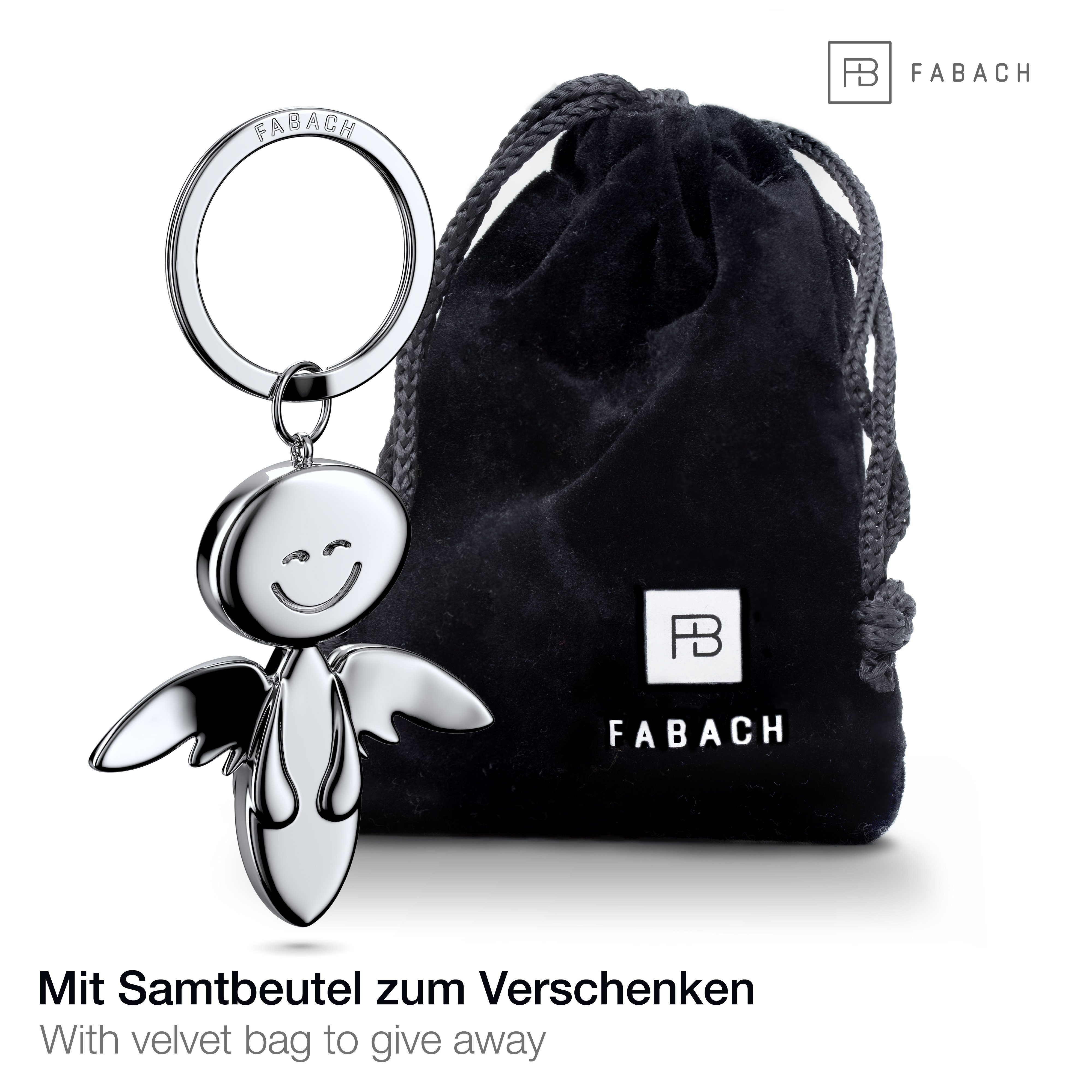 FABACH Schlüsselanhänger Schutzengel Smile - Engel Anhänger aus Metall - Geschenk Glücksbringer