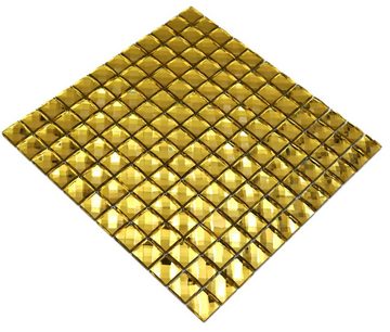 Mosani Glas Wandfliese Quadratisches Glasmosaik Crystal Mosaikfliesen / 10 Mosaikmatten, Gold, Dekorativer Wandverblender