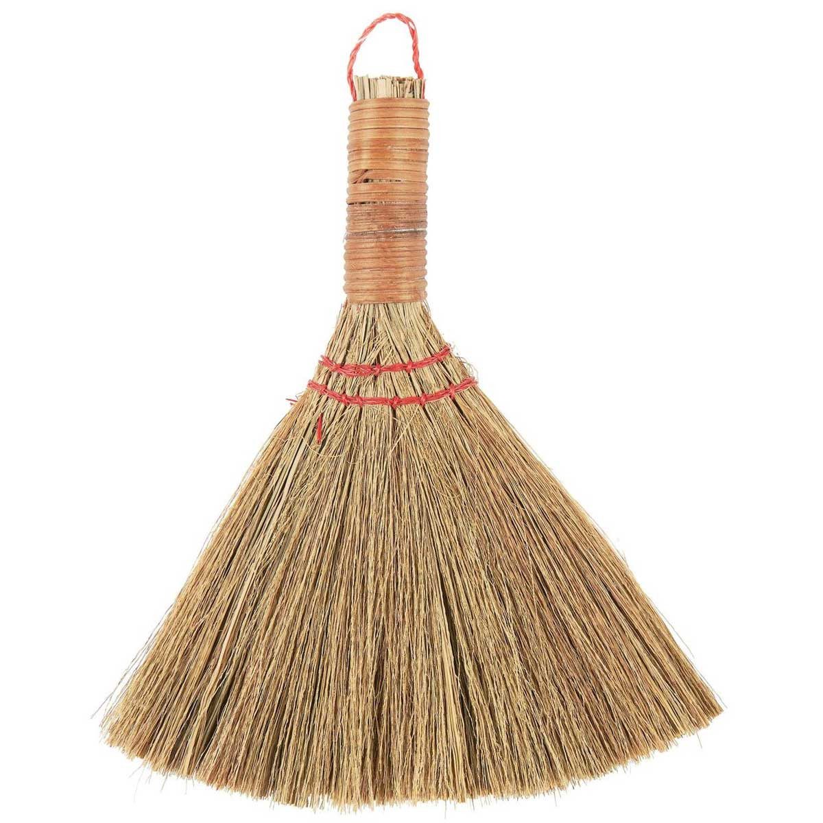 LS-LebenStil Staubbesen IB Laursen Vintage Handfeger Kehrbesen 20cm Naturstroh Tischbesen (1-St., Tischfeger Natur Seegras Jute zum Aufhängen Reisbesen Strohfeger), Kleiner Hexenbesen mit Stiel Feger Kehrwisch-Besen Handkehrbesen