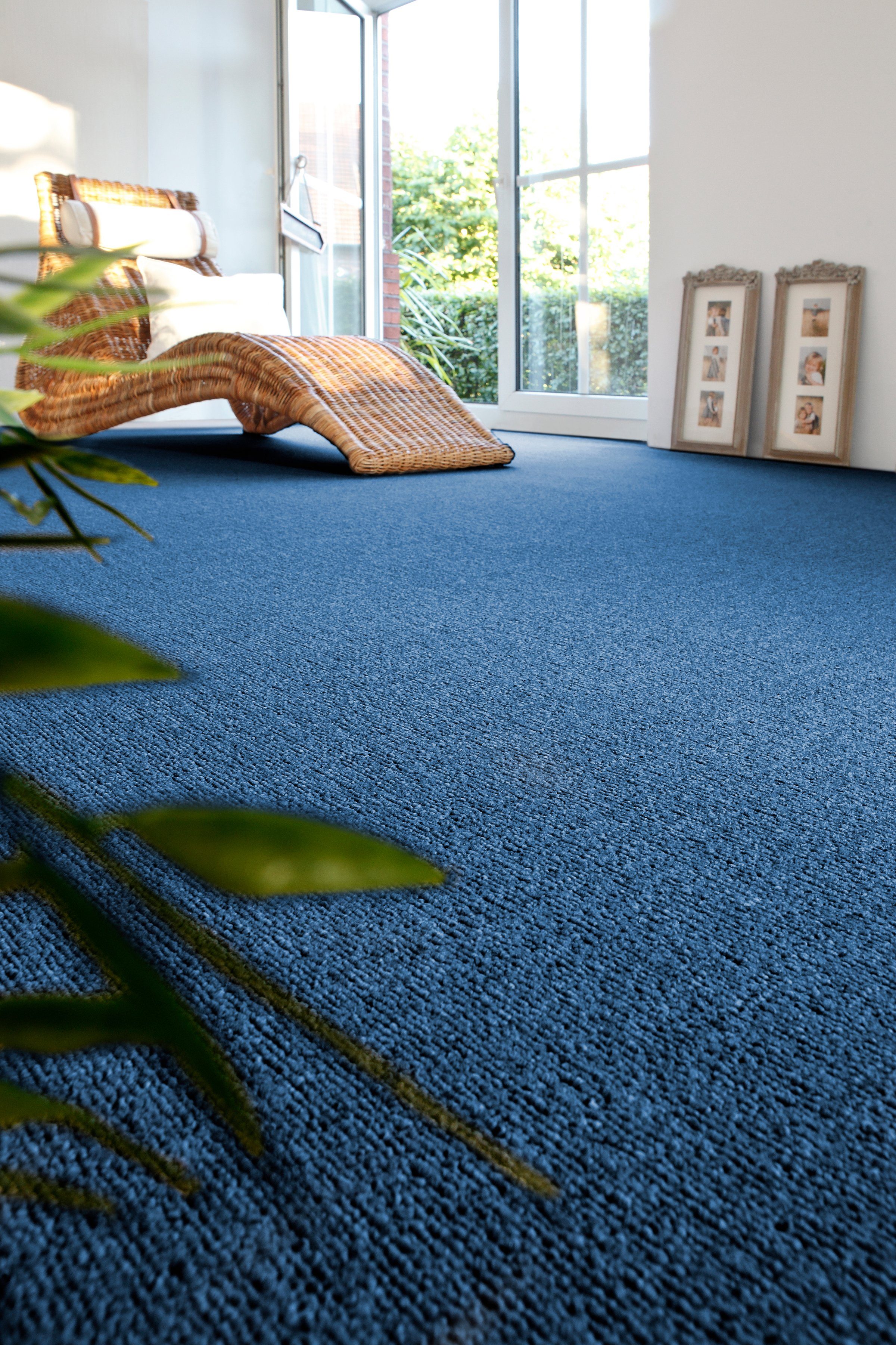Teppichboden Coupon Feinschlinge Bob, Andiamo, rechteckig, Höhe: 4,5 mm, meliert, Breite 200, 400 oder 500 cm, strapazierfähig, pflegeleicht blau