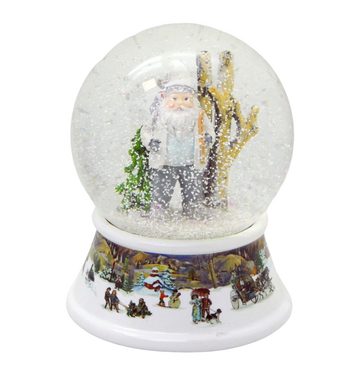 MINIUM-Collection Schneekugel Santa weiß Winterwald Sockel Winterlandschaft Spieluhr 10cm