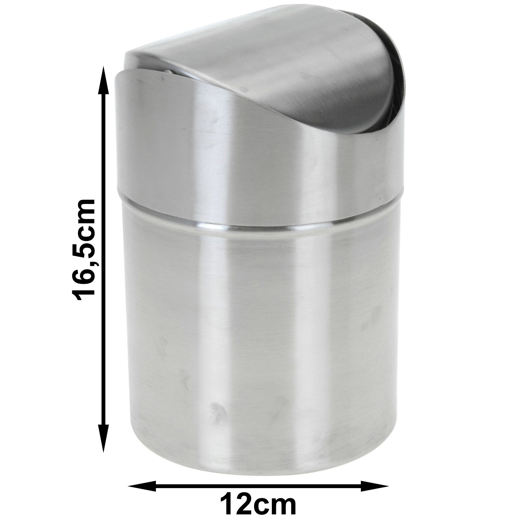Koopman Tischrestebehälter 6 x Mülleimer Abfalleimer 1,5 L Tischmülleimer Edelstahl, 6 er Set, 12,5 x 16 cm, Deckel abnehmbar, Schwingdeckel
