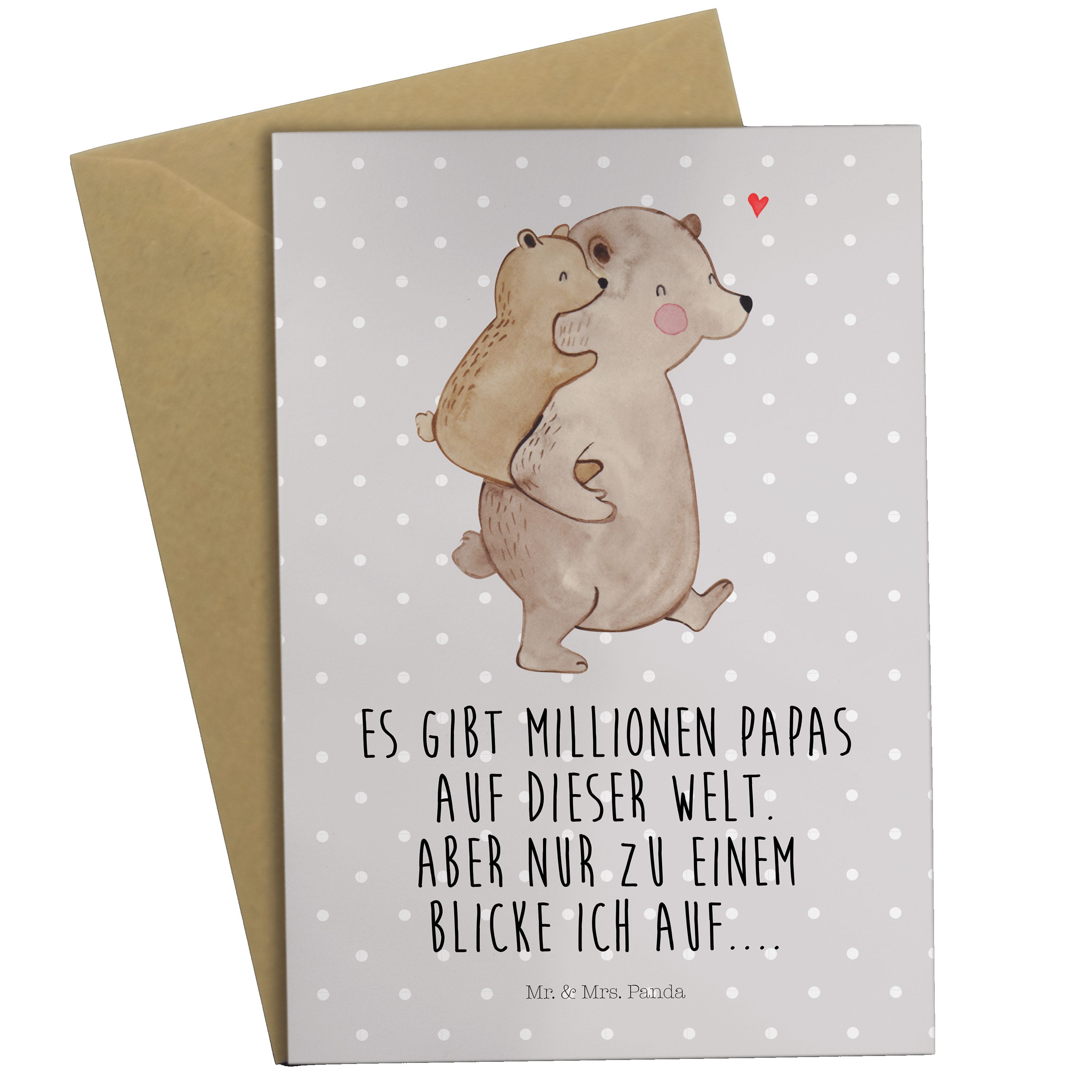 Mr. & Mrs. Panda Grußkarte Papa Bär - Grau Pastell - Geschenk, Vatertag, Klappkarte, Familie, Ei | Grußkarten