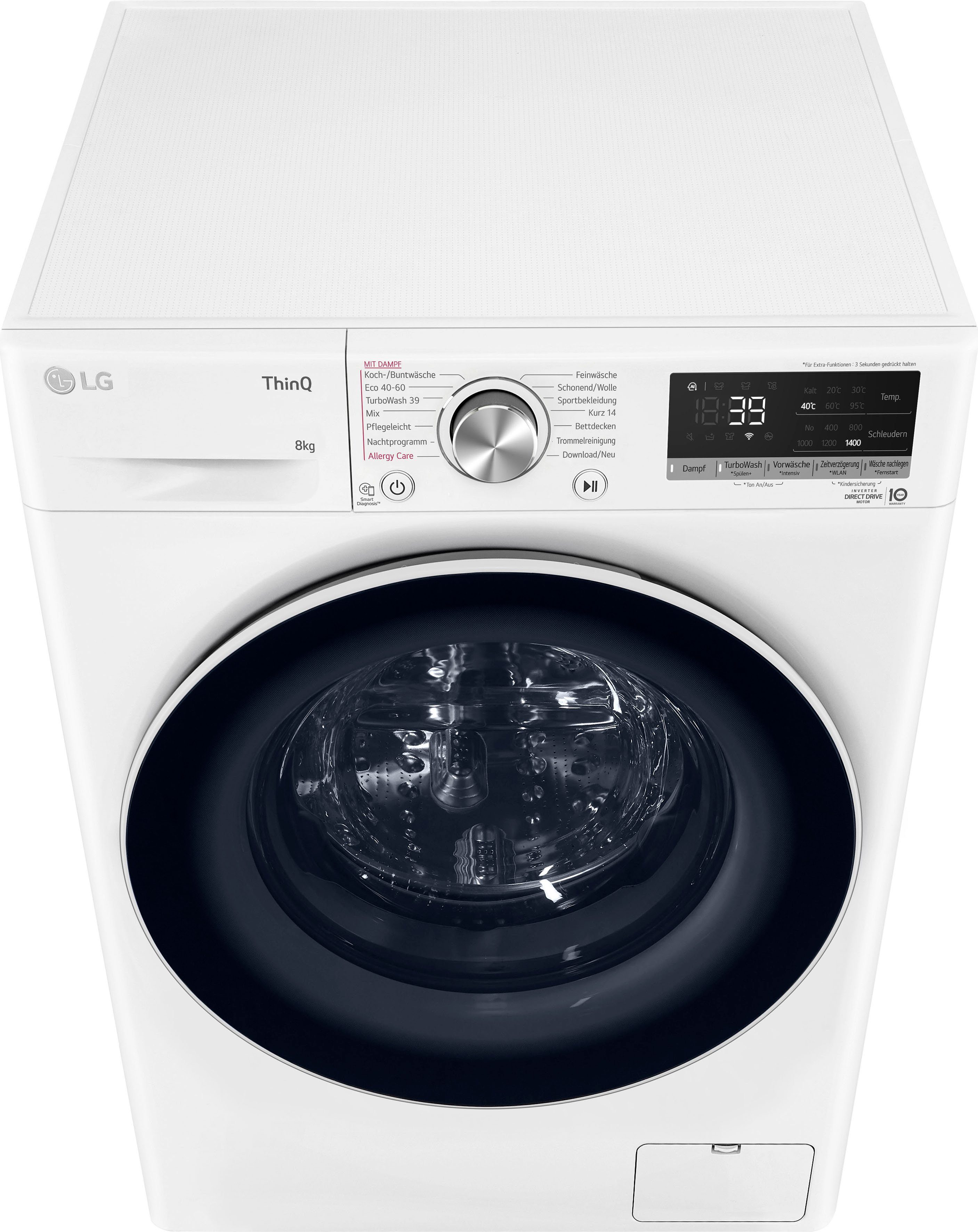 LG Waschmaschine F4WV5080, 8 Steam-Funktion kg, 1400 U/min