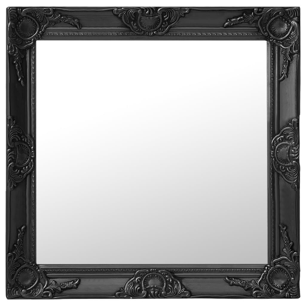 furnicato Wandspiegel Schwarz 60x60 im Barock-Stil cm