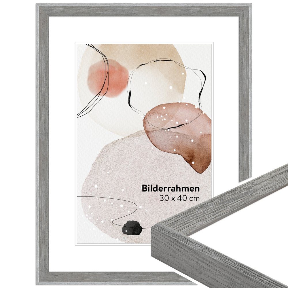 WANDStyle Bilderrahmen H790, Grau, aus Massivholz im Vintage Stil