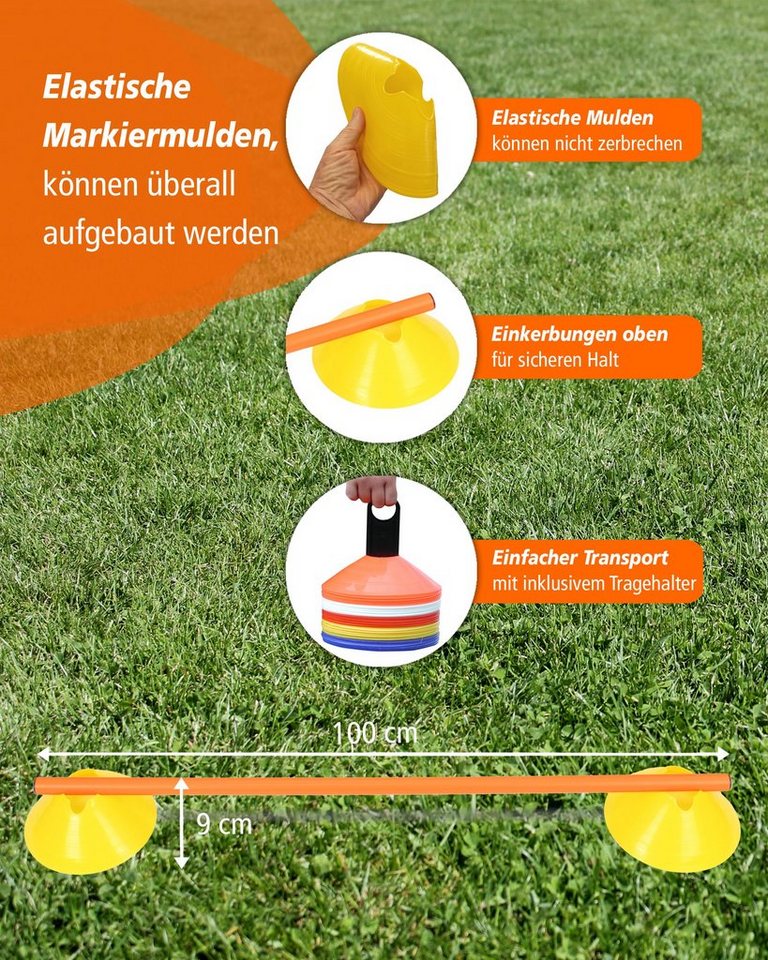 Thumbnail - SPORTIKEL24 Agility-Hürde Cavaletti Mini-Hürden 5er Set mit Gelben Markiermulden Stange 100 cm, Kunststoff