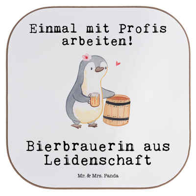 Mr. & Mrs. Panda Getränkeuntersetzer Bierbrauerin Leidenschaft - Weiß - Geschenk, Party, Mitarbeiter, Bier, 1-tlg., Glänzende Oberfläche