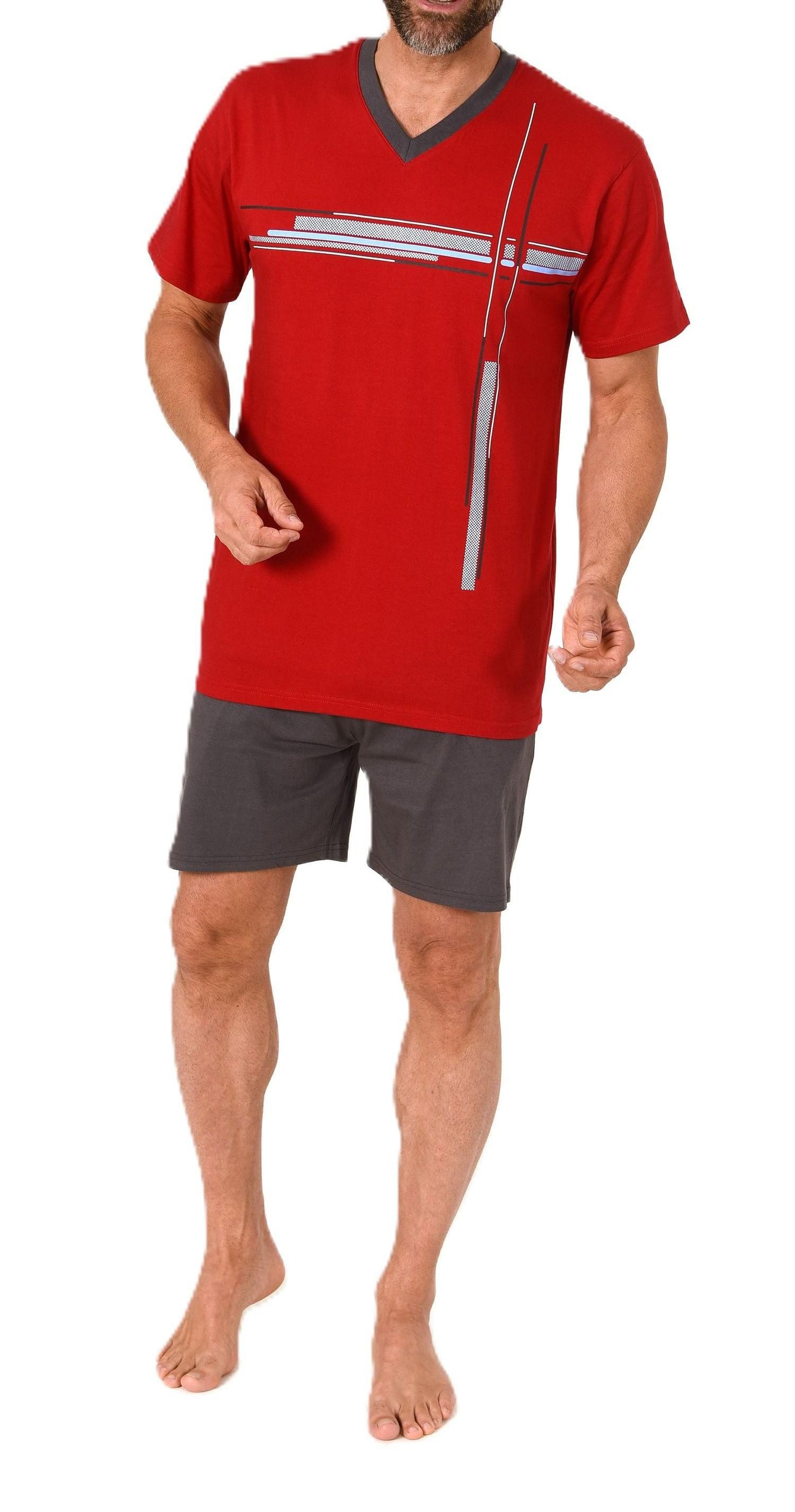 Pyjama Normann Herren Schlafanzug Shorty mit Frontprint - auch in Übergröße
