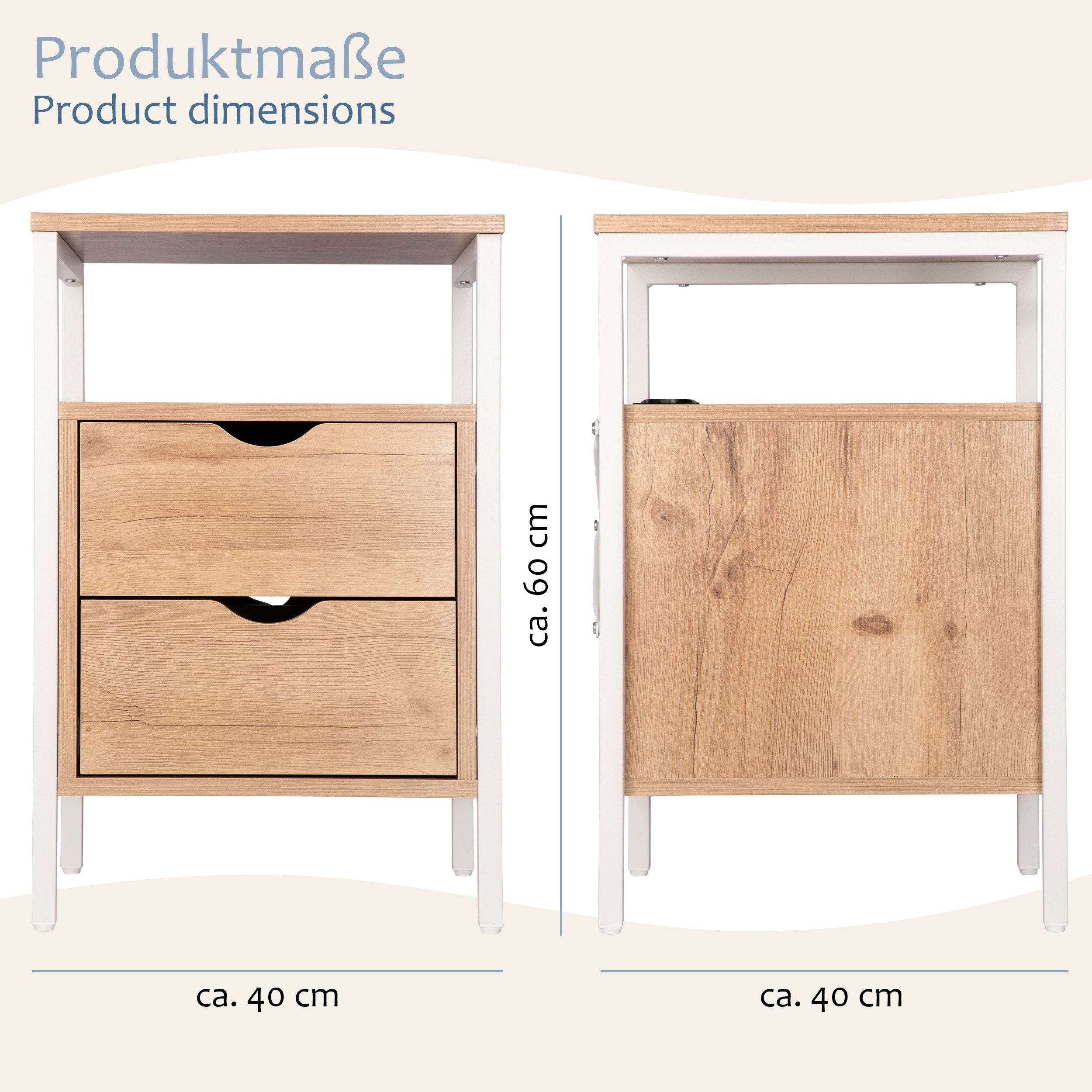 ONVAYA Nachttisch Beistelltisch mit Steckdosen ǀ mit USB-Anschlüssen und zw günstig online kaufen