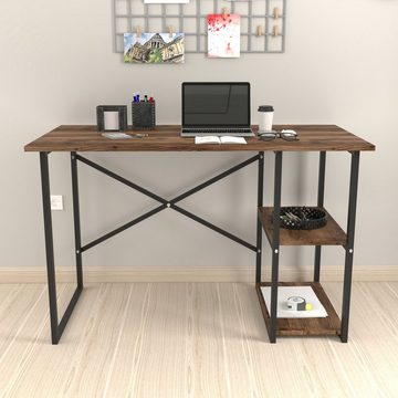 en.casa Schreibtisch, »Nittedal« Computertisch mit Regal 75x120x60cm Eiche-Optik antik