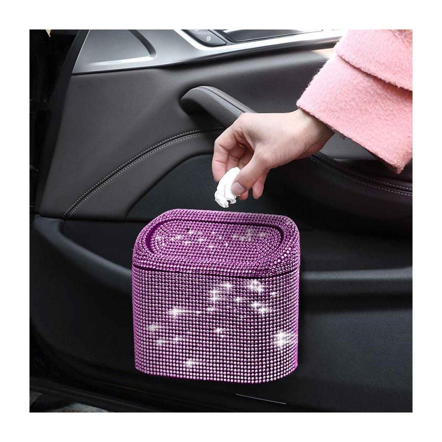 LuxusKollektion Mülleimer Auto Mülleimer Deckel Strass Diamant Auslaufsicher Tragbar Rosa