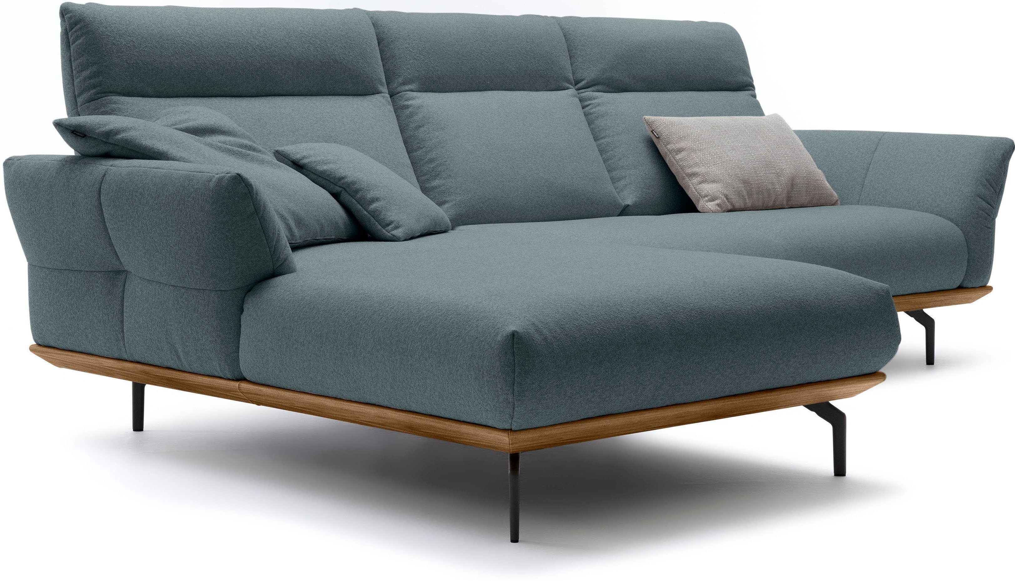 Breite sofa 298 in Ecksofa hs.460, hülsta Umbragrau, Winkelfüße Sockel cm Nussbaum, in