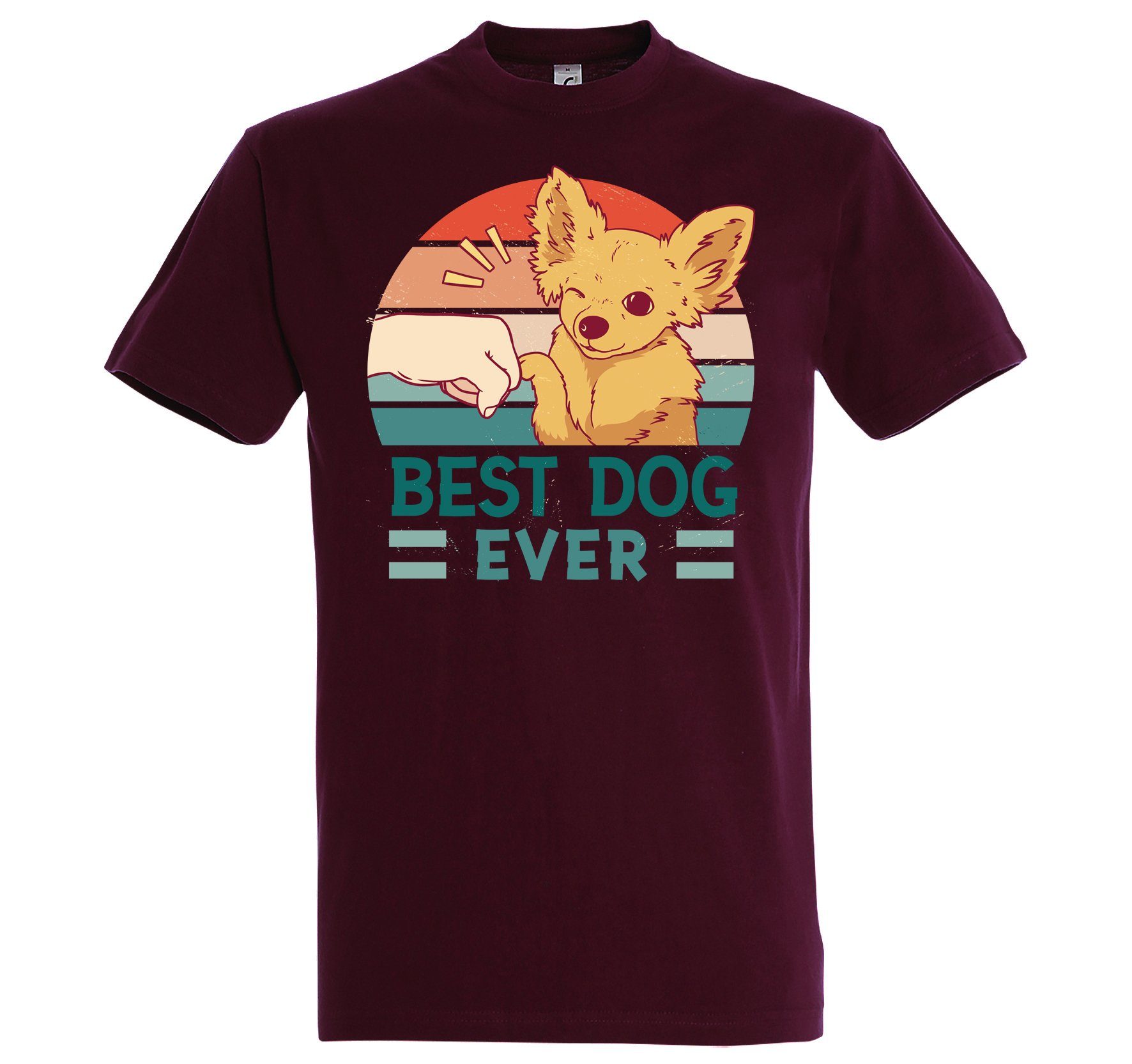 Youth Designz T-Shirt Best Dog Ever Herren T-Shirt mit Trendigem Frontdruck Burgund