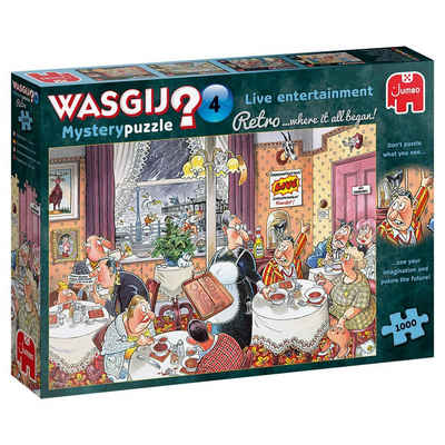 Jumbo Spiele Puzzle 19177 Wasgij Mystery Retro 4 Live-Unterhaltung, 1000 Puzzleteile, Made in Europe