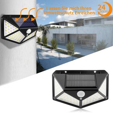 oyajia LED Solarleuchte 100 LEDs Solarleuchte mit Bewegungsmelder Solarstrahler, LED fest integriert, IP65 Außenleuchte Gartenlampe Strahler Lampe Licht