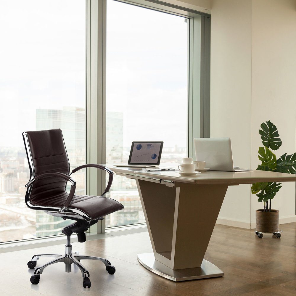 hjh OFFICE Chefsessel Profi Chefsessel Armlehnen, Braun Bürostuhl mit PARMA ergonomisch Drehstuhl 10 Leder