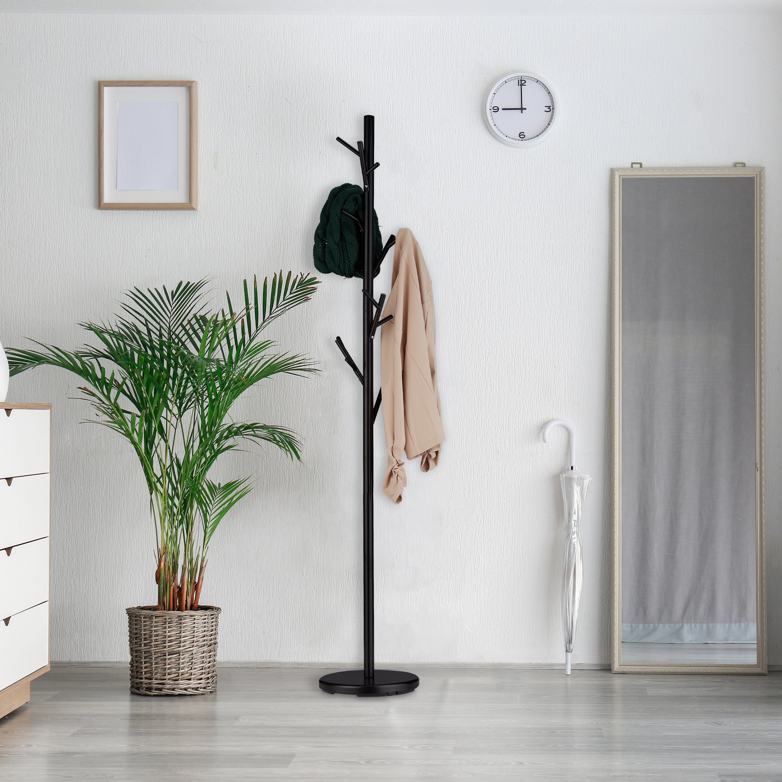 relaxdays Garderobenständer Schwarzer Garderobenständer in Baumform günstig online kaufen