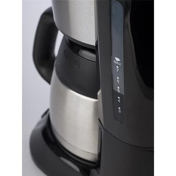 KORONA Filterkaffeemaschine Kaffeemaschine 10332 Edelstahl / Schwarz mit Thermoskanne, 800 Watt, 7 tassen, 0,9 L, Thermokanne doppelwandig, Timer, Uhrzeit, programmierbar, Edelstahl / Schwarz Design