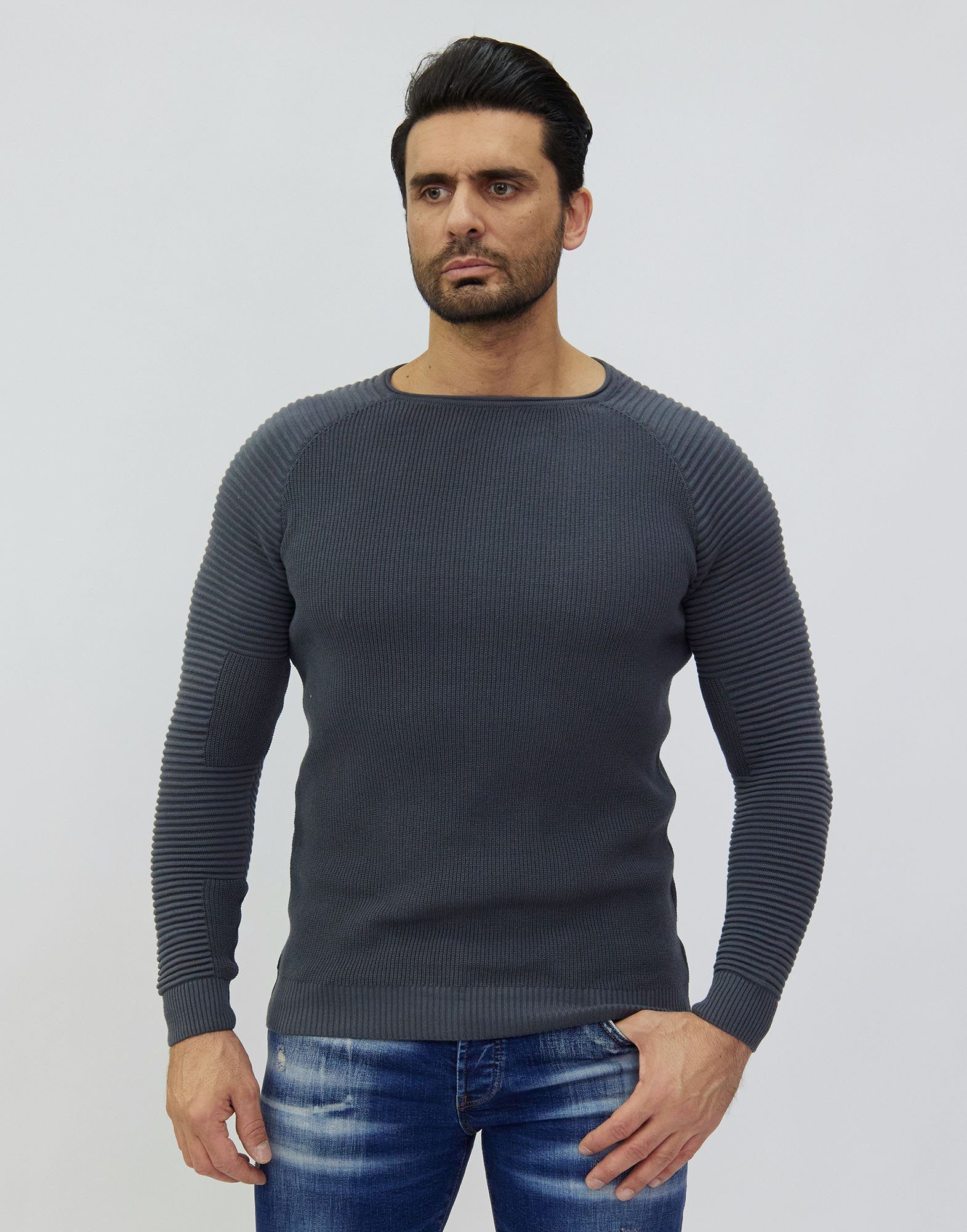 Denim Distriqt Strickpullover Feiner modischer Strickpullover mit feinen Ak günstig online kaufen